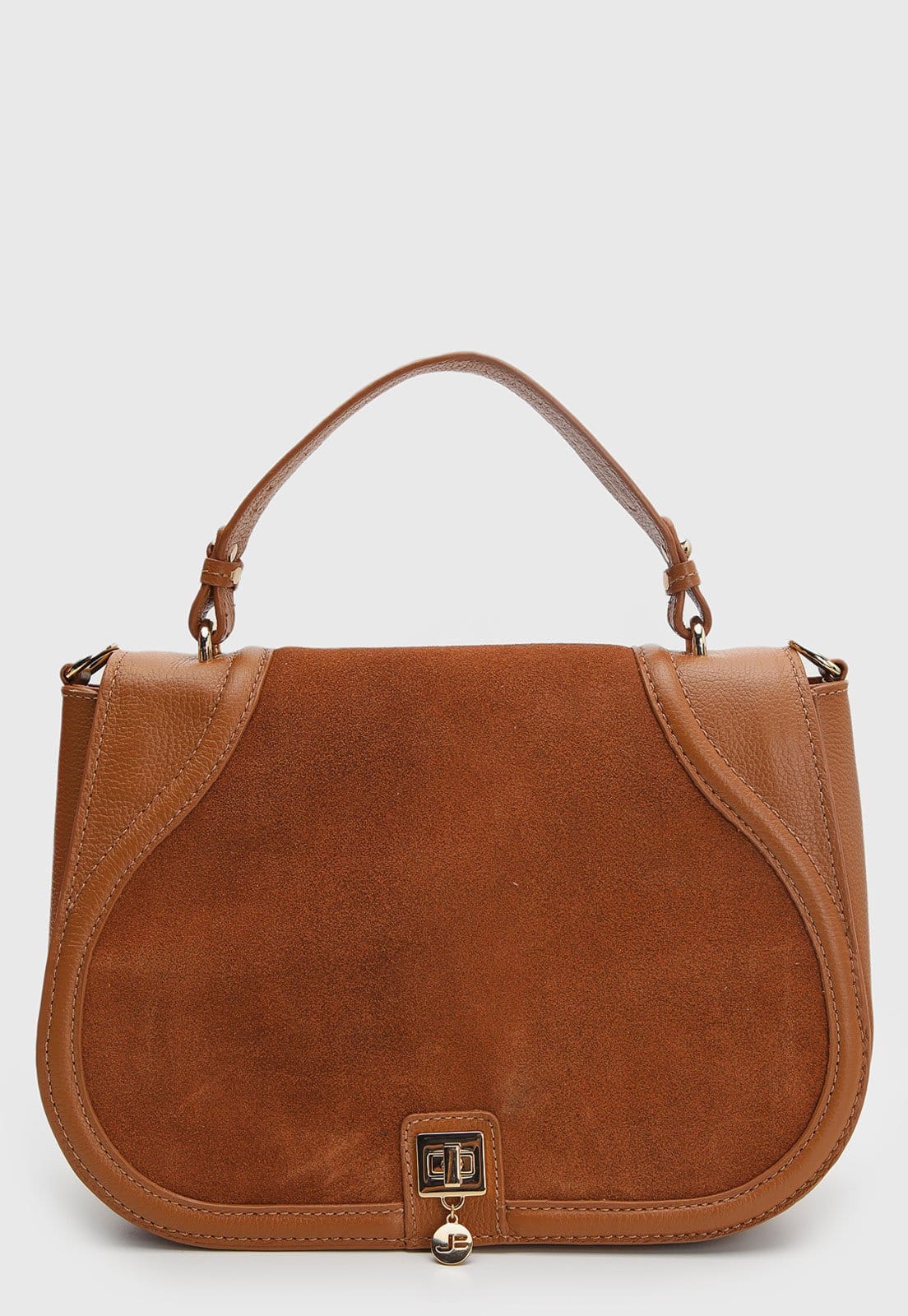 Bolsa Média Feminina Jorge Bischoff Acabamento Camurçado