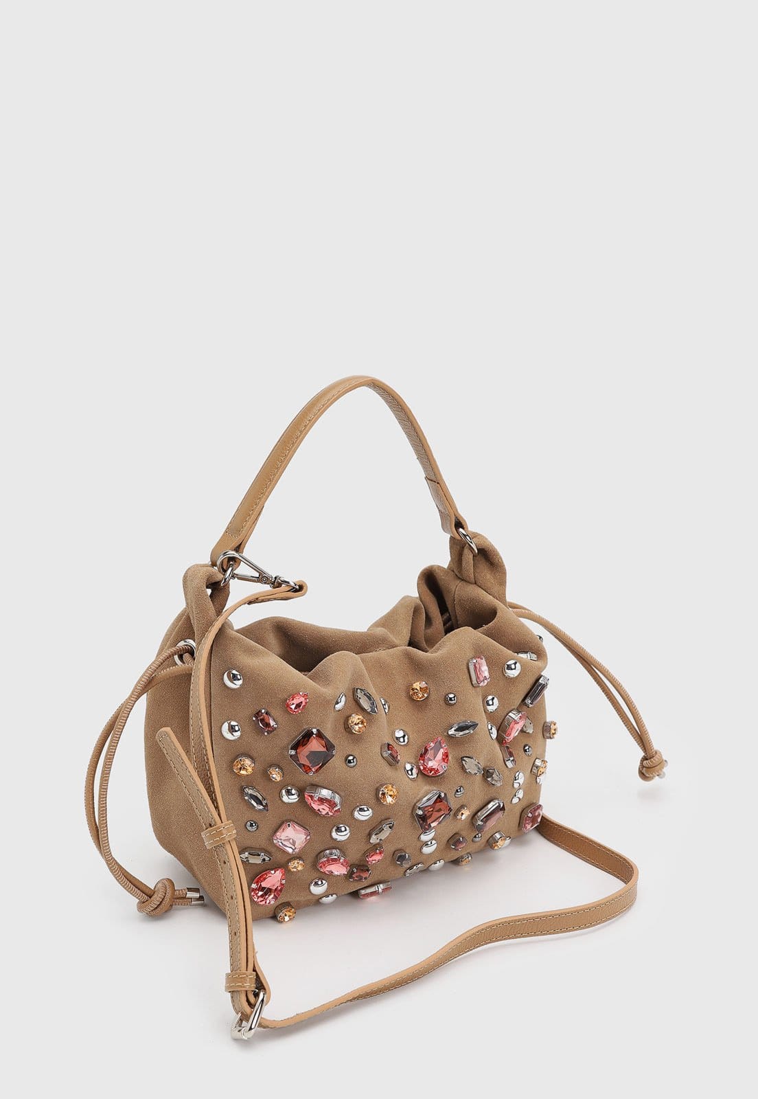 Vista 2 Bolsa Feminina Luiza Barcelos Aplicação Pedrarias Luiza Barcelos caramelo