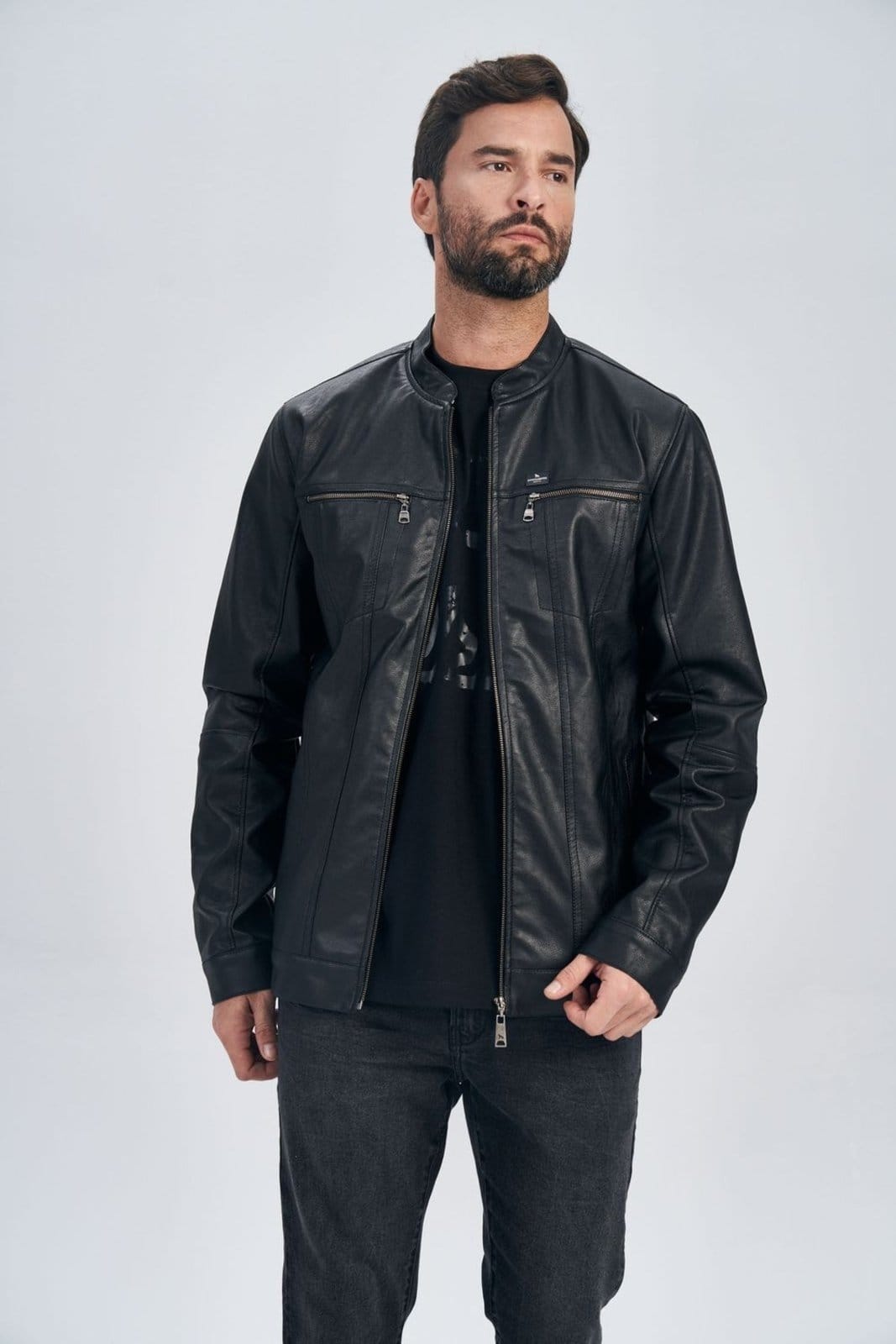 Jaqueta Biker PU Masculina Acostamento