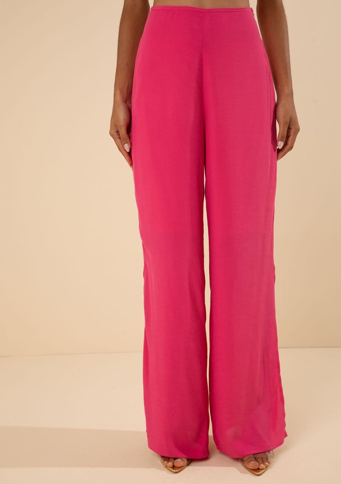 Vista 2 Calça Morena Pantalona Alta Morena Rosa rosa