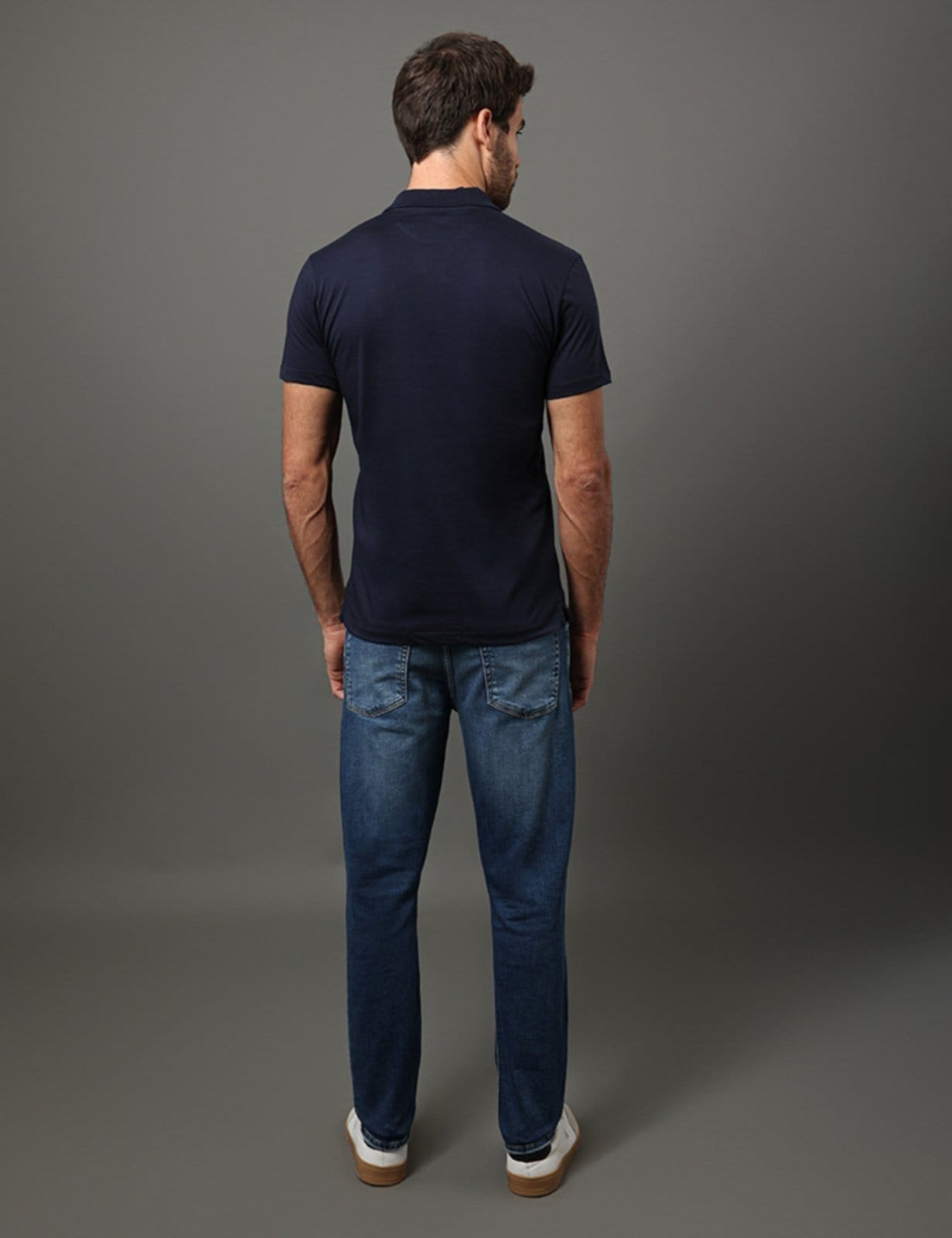 Vista 2 Polo Masculina Slim Pima Calvin Klein Jeans - Marinho Calvin Klein Jeans azul marinho