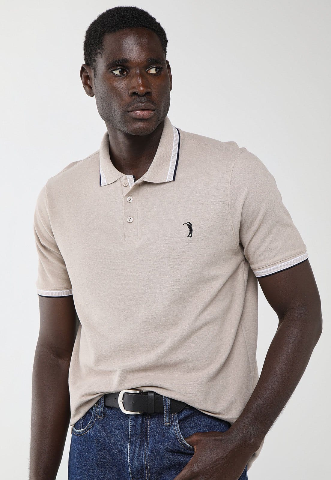 Polo Masculina Aleatory Gola Contrastante