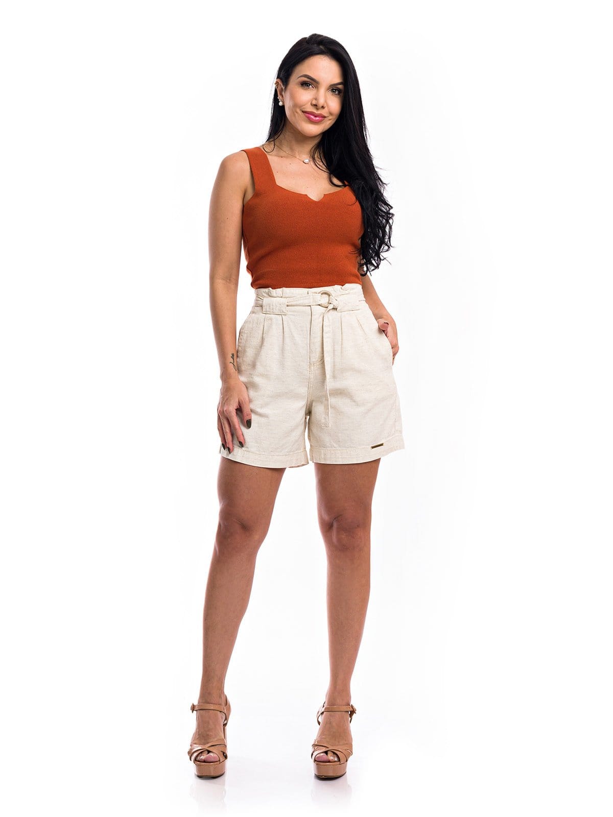 Bermuda Short Restrito Jeans Linho Social Alfaiataria