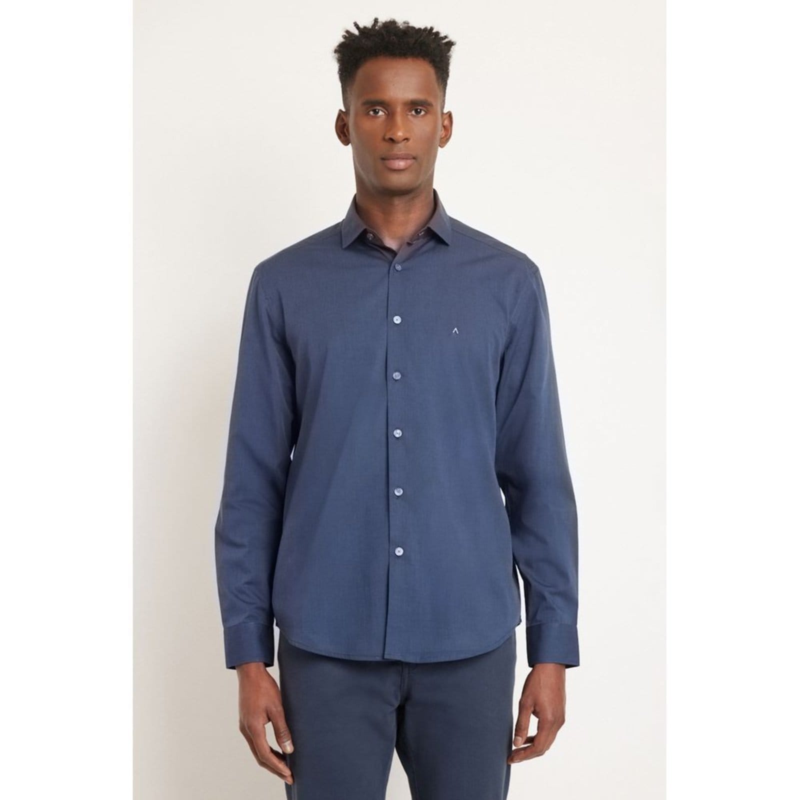 Camisa Aramis Regular Manga Longa Fil a Fil Marinho