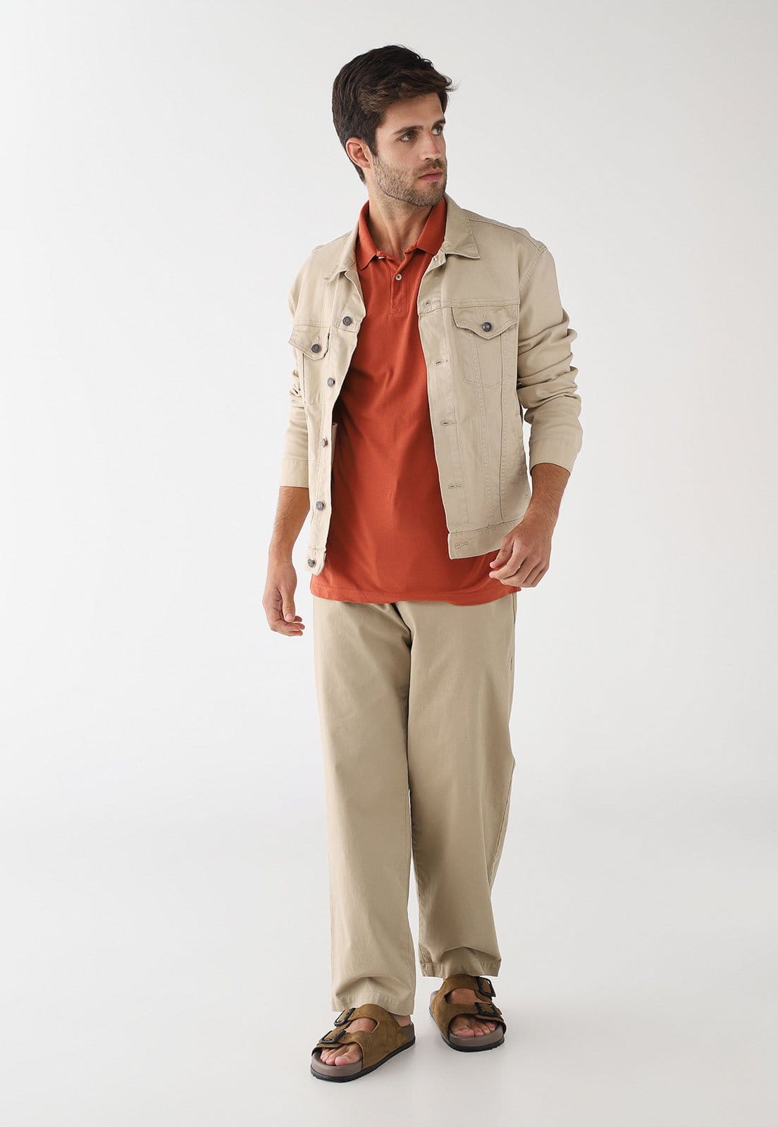 Vista 2 Polo Masculina Aramis Gola Polo Terracota Aramis laranja