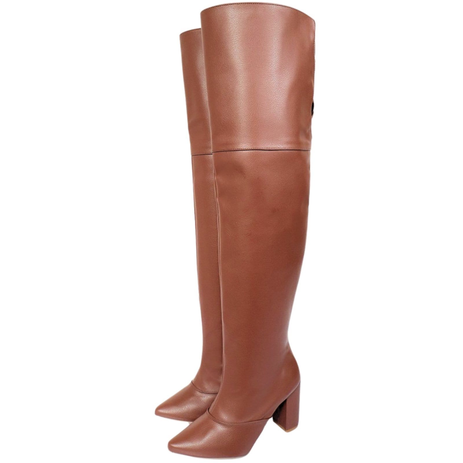 Vista principal Bota Over 2 em 1 Feminina Salto Alto e Grosso 1822 Floter Cacau Flor da Pele marrom