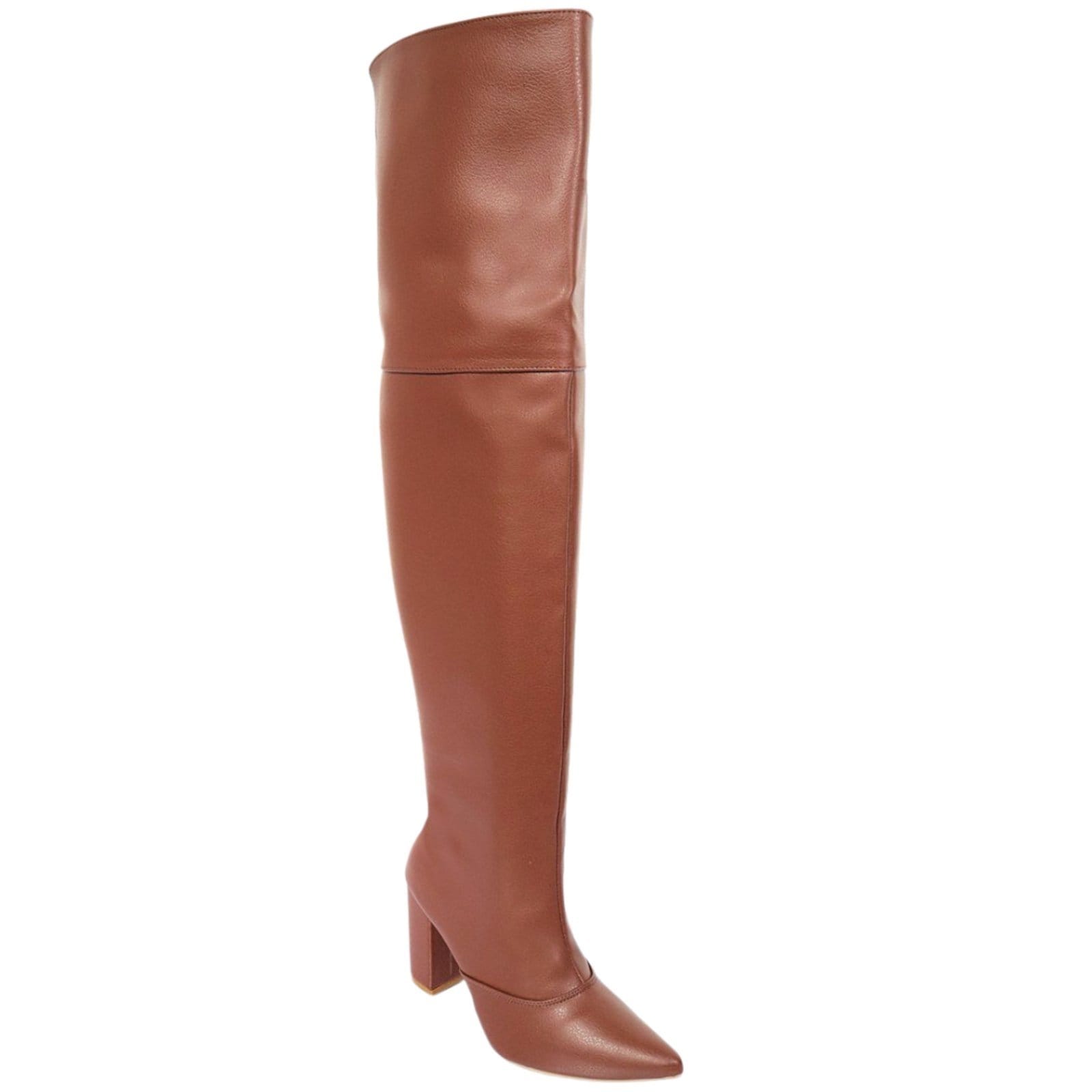 Vista 2 Bota Over 2 em 1 Feminina Salto Alto e Grosso 1822 Floter Cacau Flor da Pele marrom