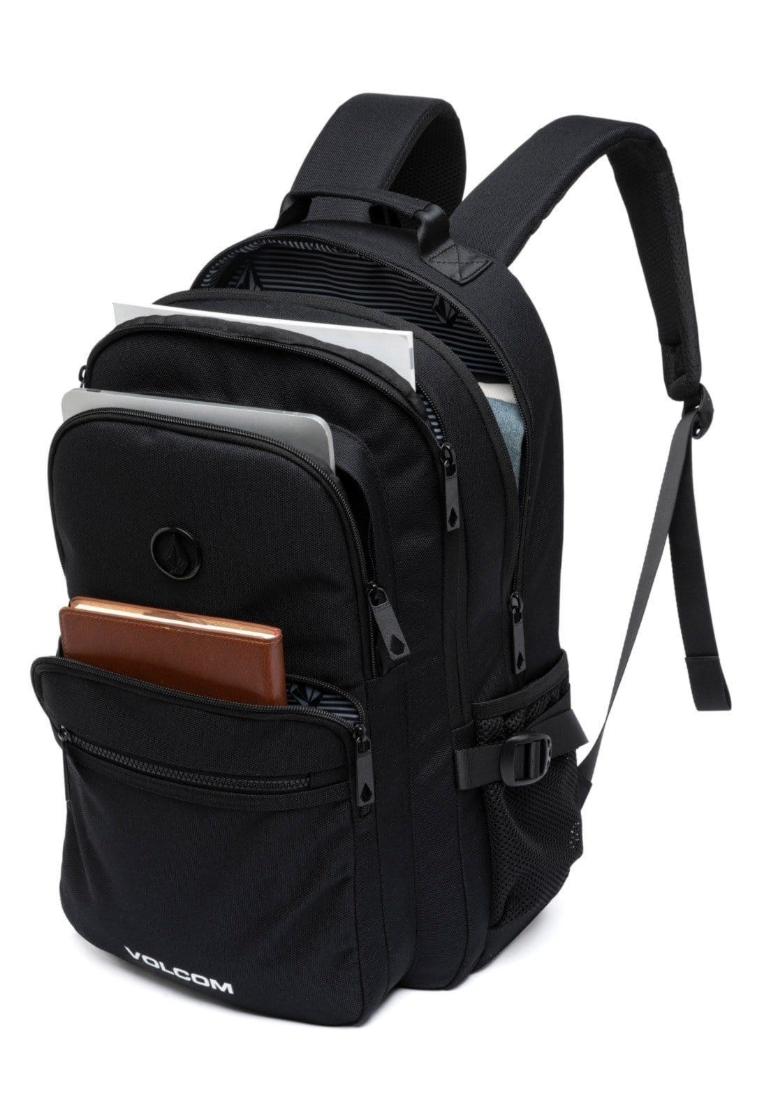 Vista 2 Mochila Volcom Trabalho Masculina Notebook Espaçosa Reforçada Volcom preto