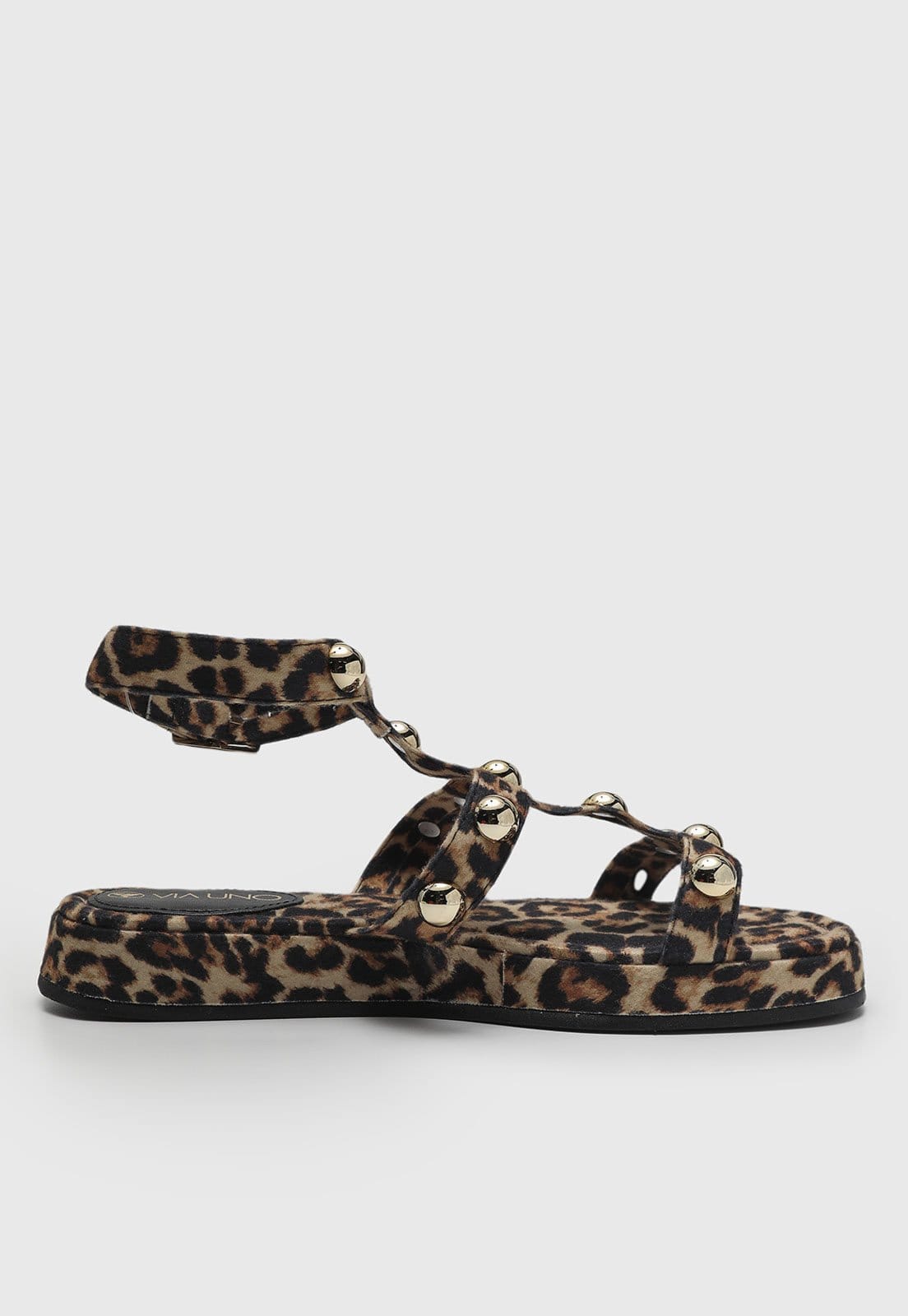 Vista 2 Sandália VIA UNO Animal Print Onça VIA UNO caramelo