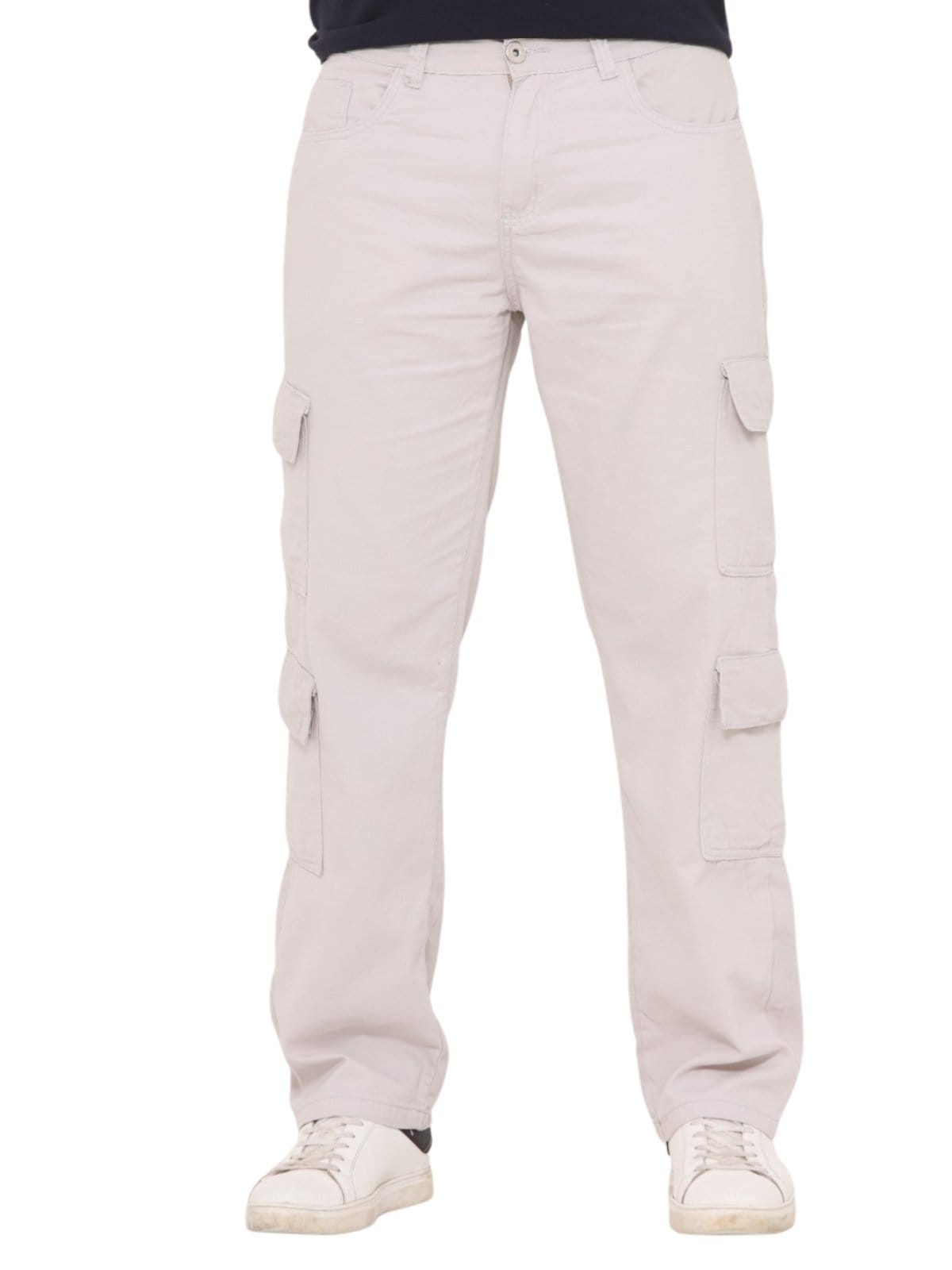 Calça Masculino Jeans Light Super Cargo 4 Bolsos Creme