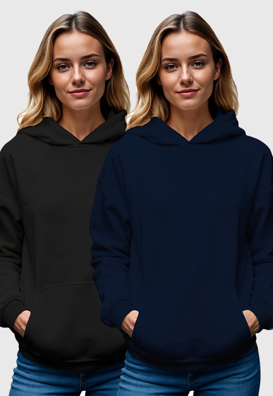 Kit 2 Moletom Canguru Feminino Fechado Flanelado Benellys Liso com