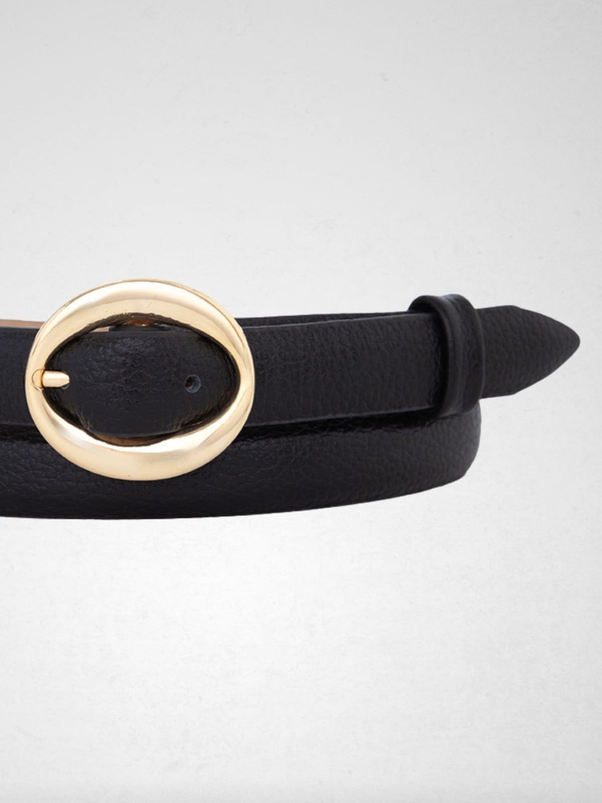 Vista 2 Cinto Via Lessa Windsor Fivela Dourada em Couro Via Lessa preto