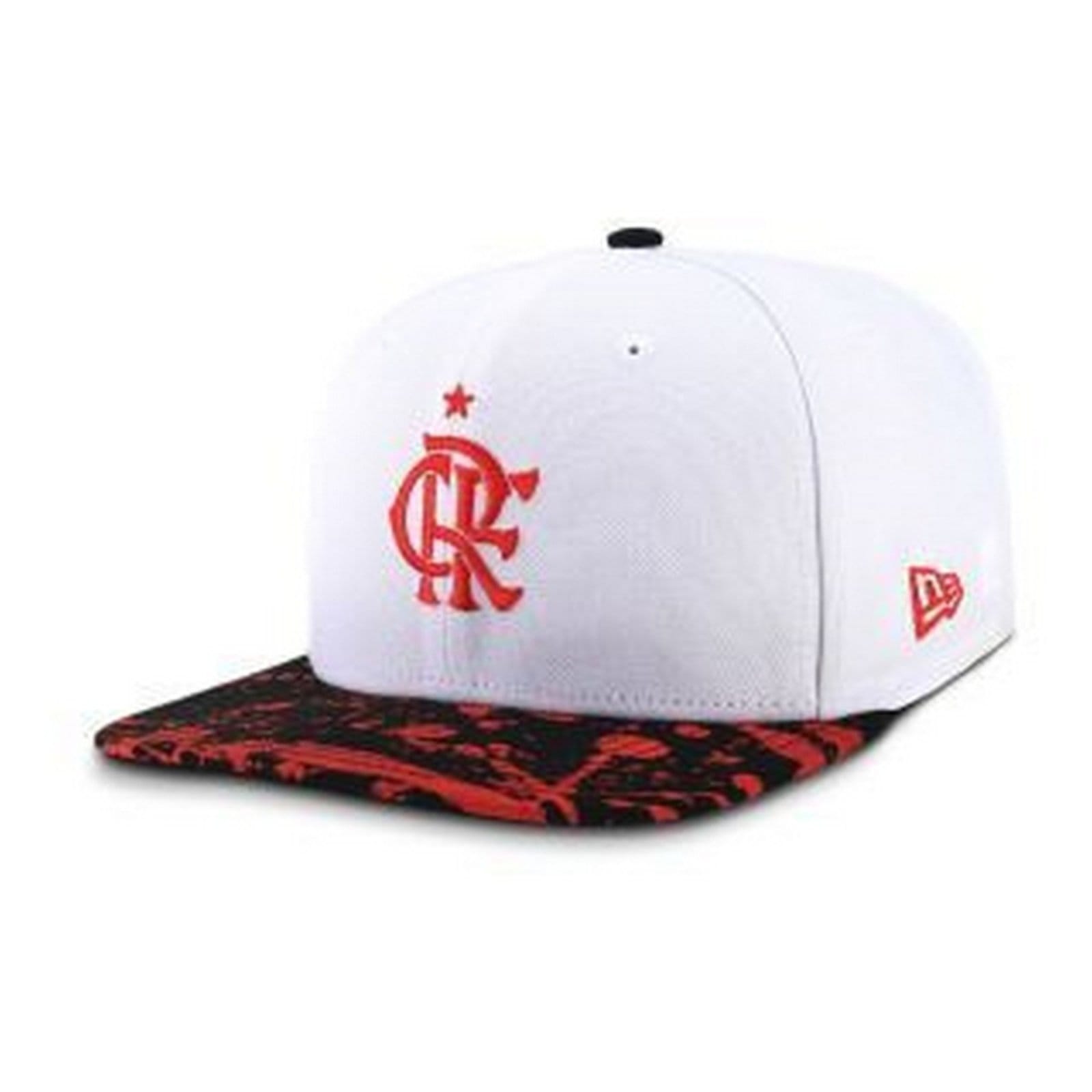 Vista principal Boné New Era 9FIFTY Original Fit Flamengo Futebol Aba Reta new era branco