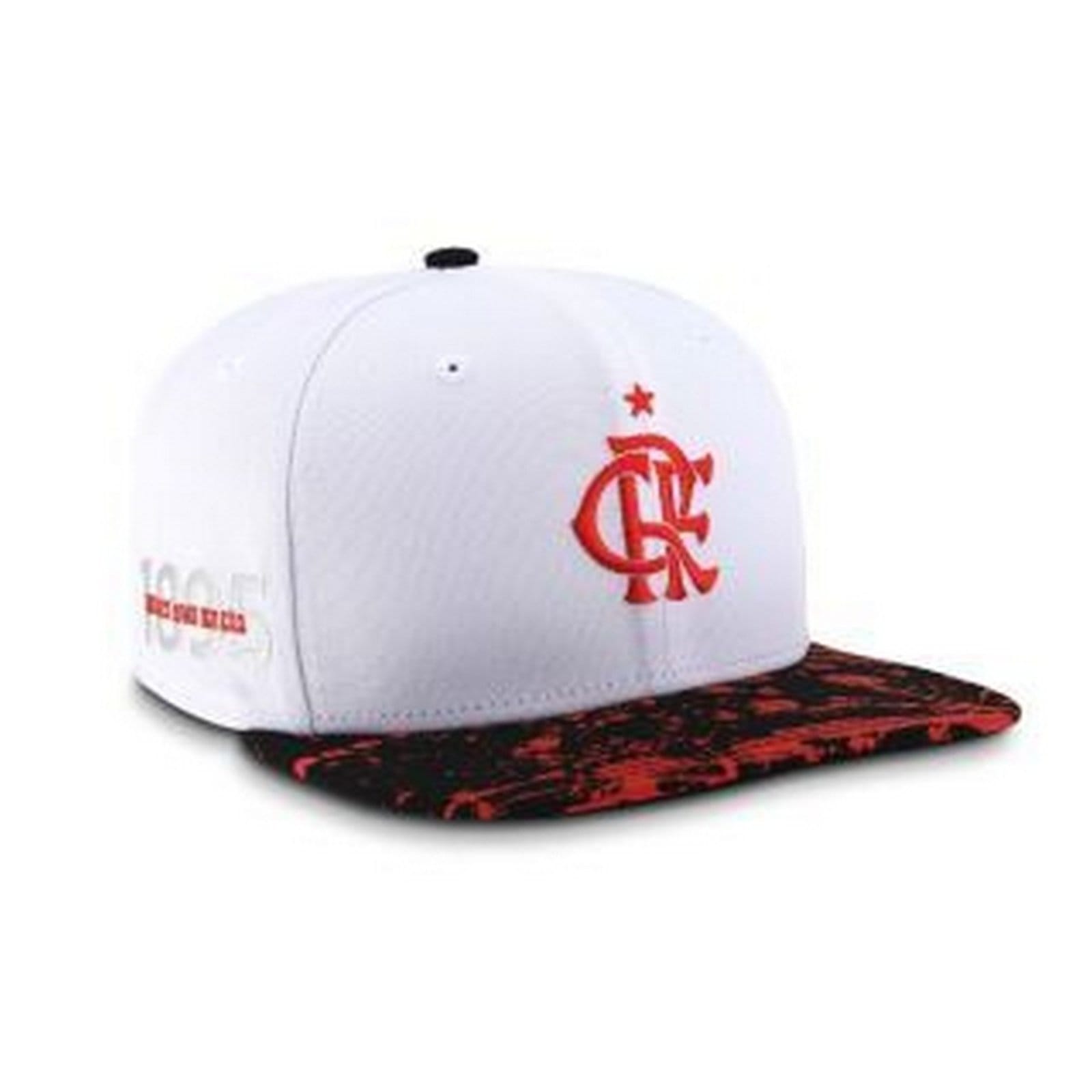 Vista 2 Boné New Era 9FIFTY Original Fit Flamengo Futebol Aba Reta new era branco