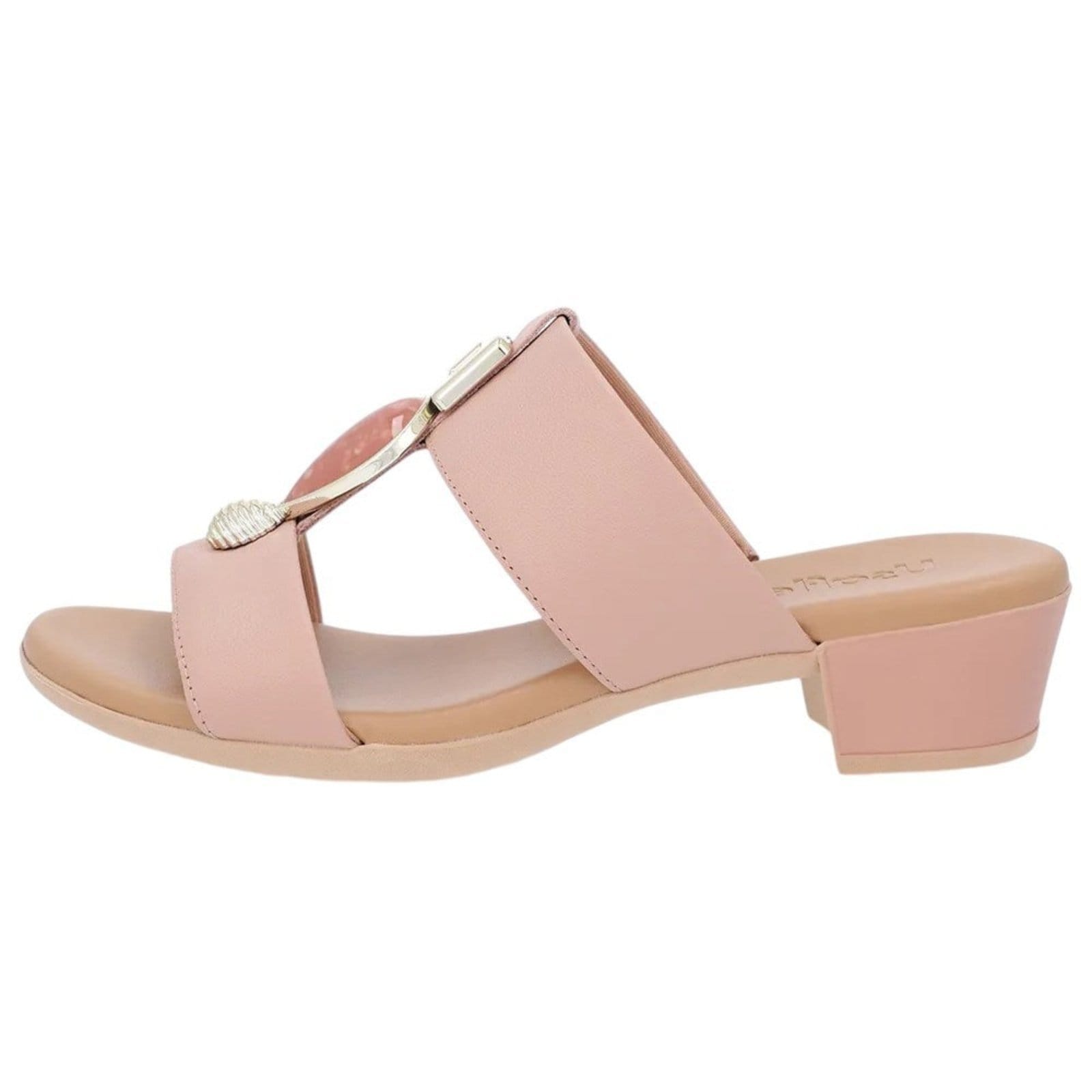 Vista 2 Tamanco Salto Usaflex Couro Feminino Usaflex marrom