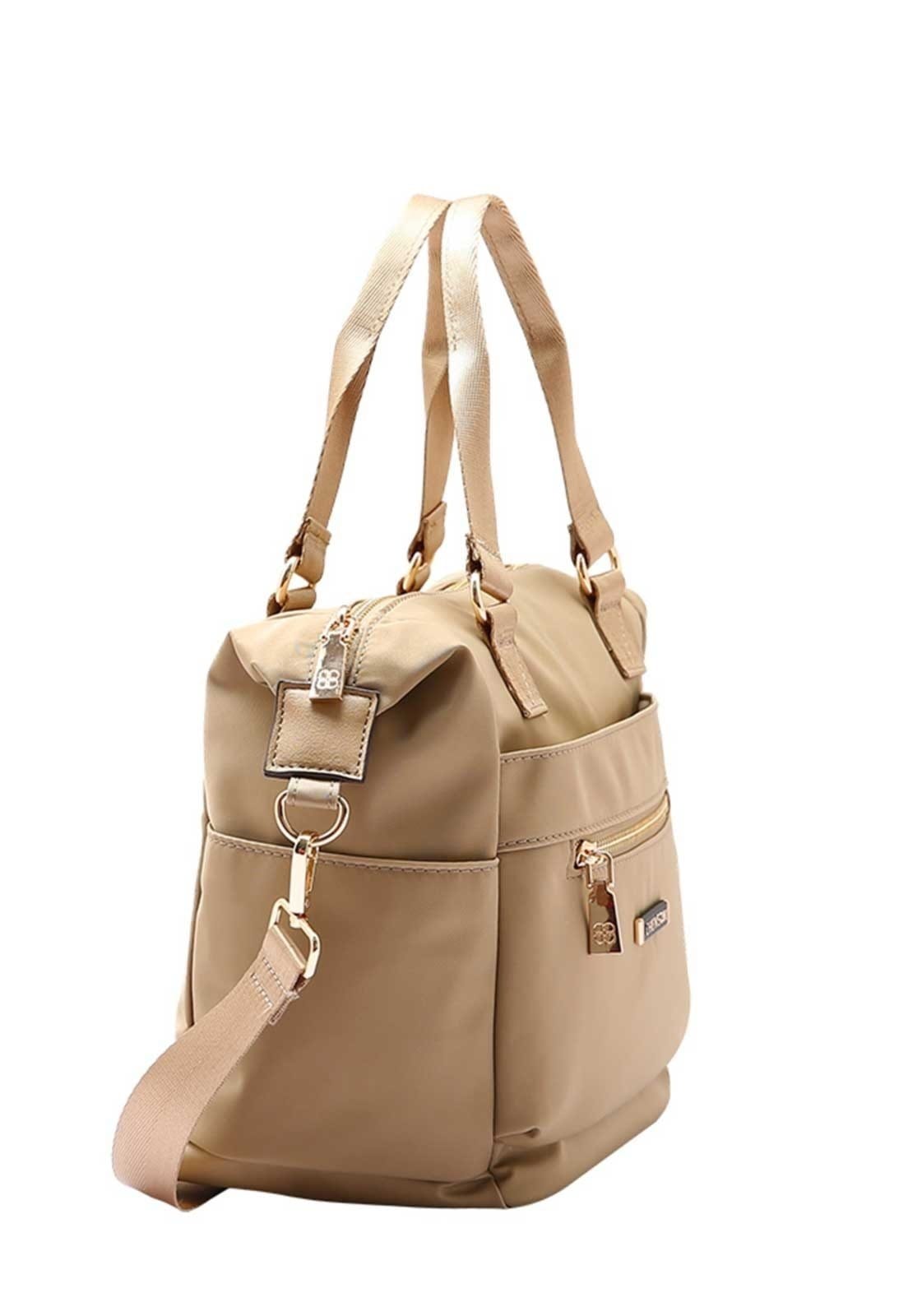 Vista 2 Bolsa Feminina Chenson Original Twill Nylon Mão Natural 3784945 Chenson castanho natural