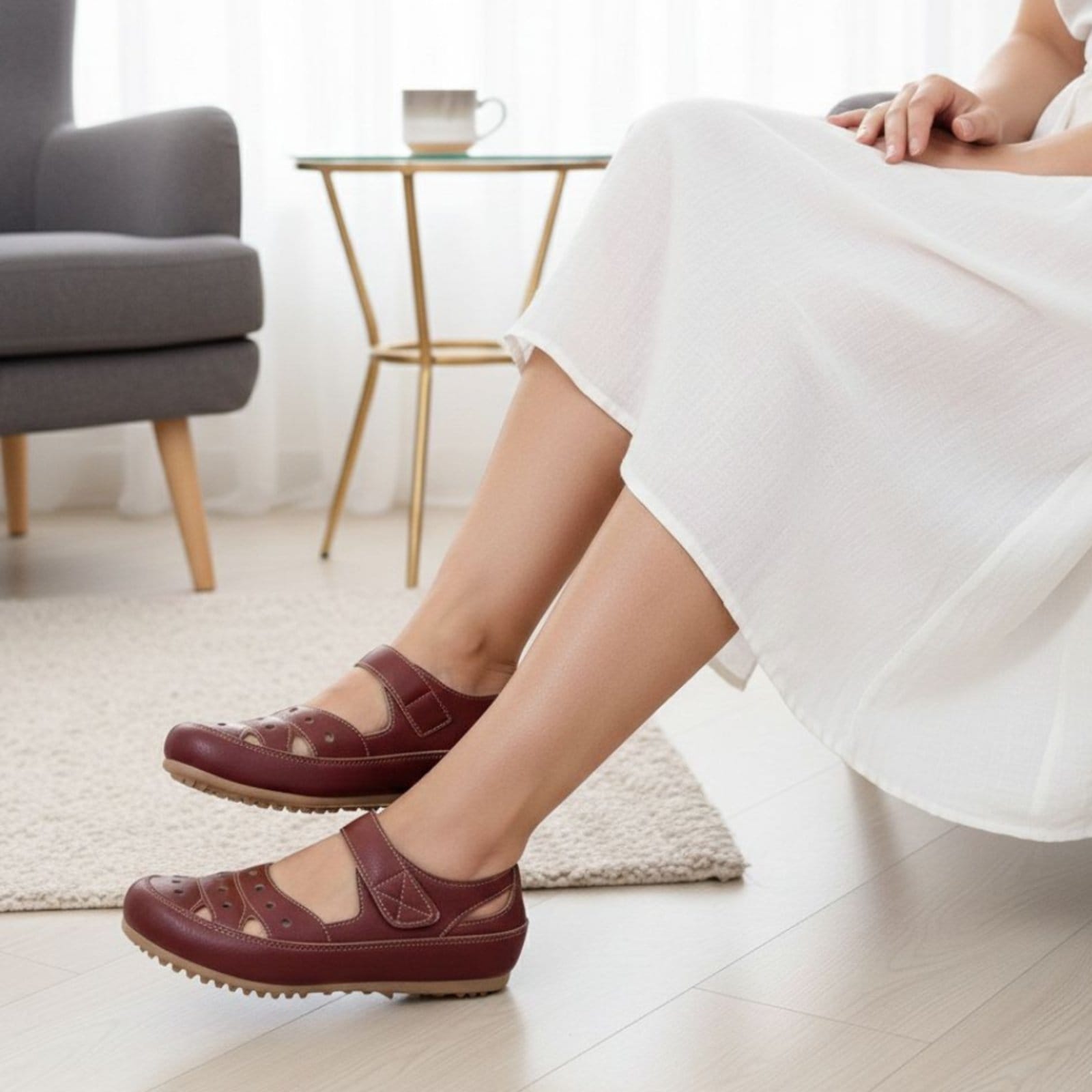 Sapatilha Sandália Feminina Estilo Retrô Boneca Bordô