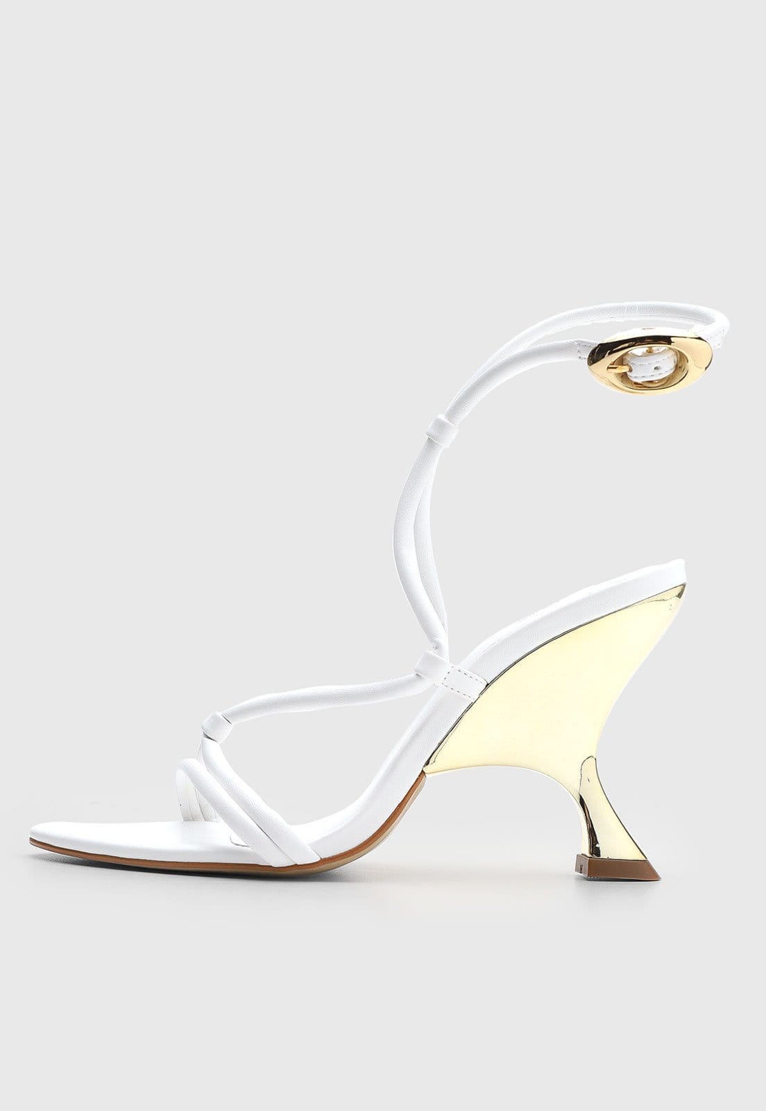 Vista principal Sandália Feminina Lança Perfume Salto Dourado Lança Perfume branco