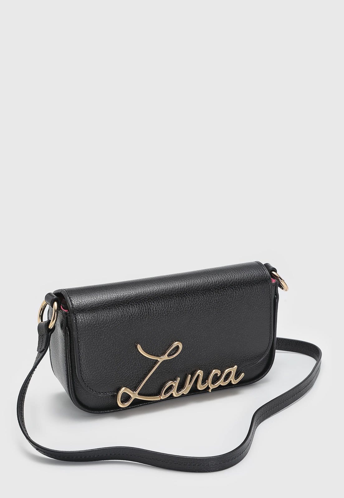 Vista 2 Bolsa Feminina Lança Perfume Logo Dourado Preta Lança Perfume preto