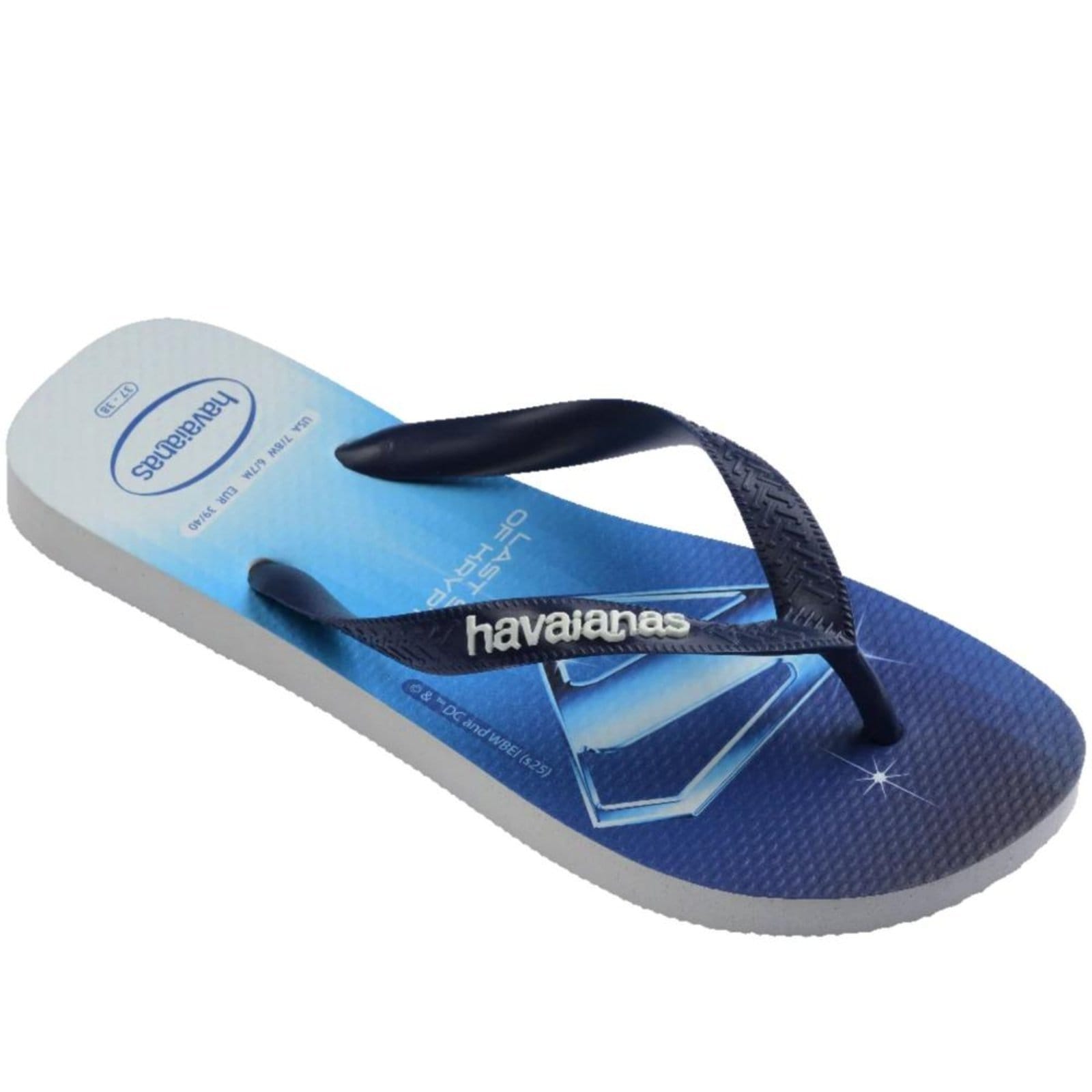 Vista 2 Chinelo Masculino Havaianas Herois Dc Branco/Azul Incolor Havaianas incolor azul