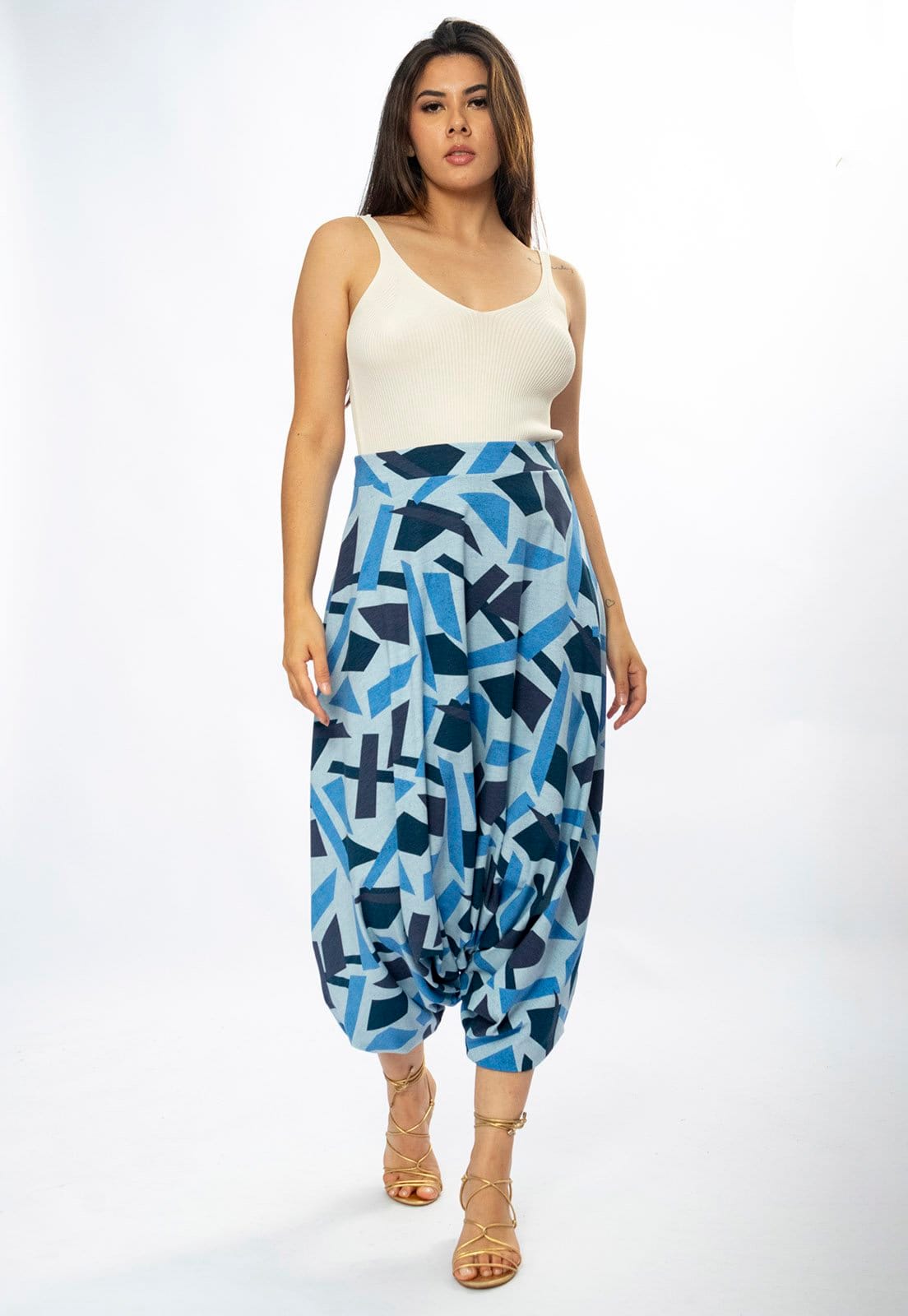 Vista principal Calça Saruel Amazonia Vital Malha Caminhos de Azul Amazonia Vital azul marinho/estampado