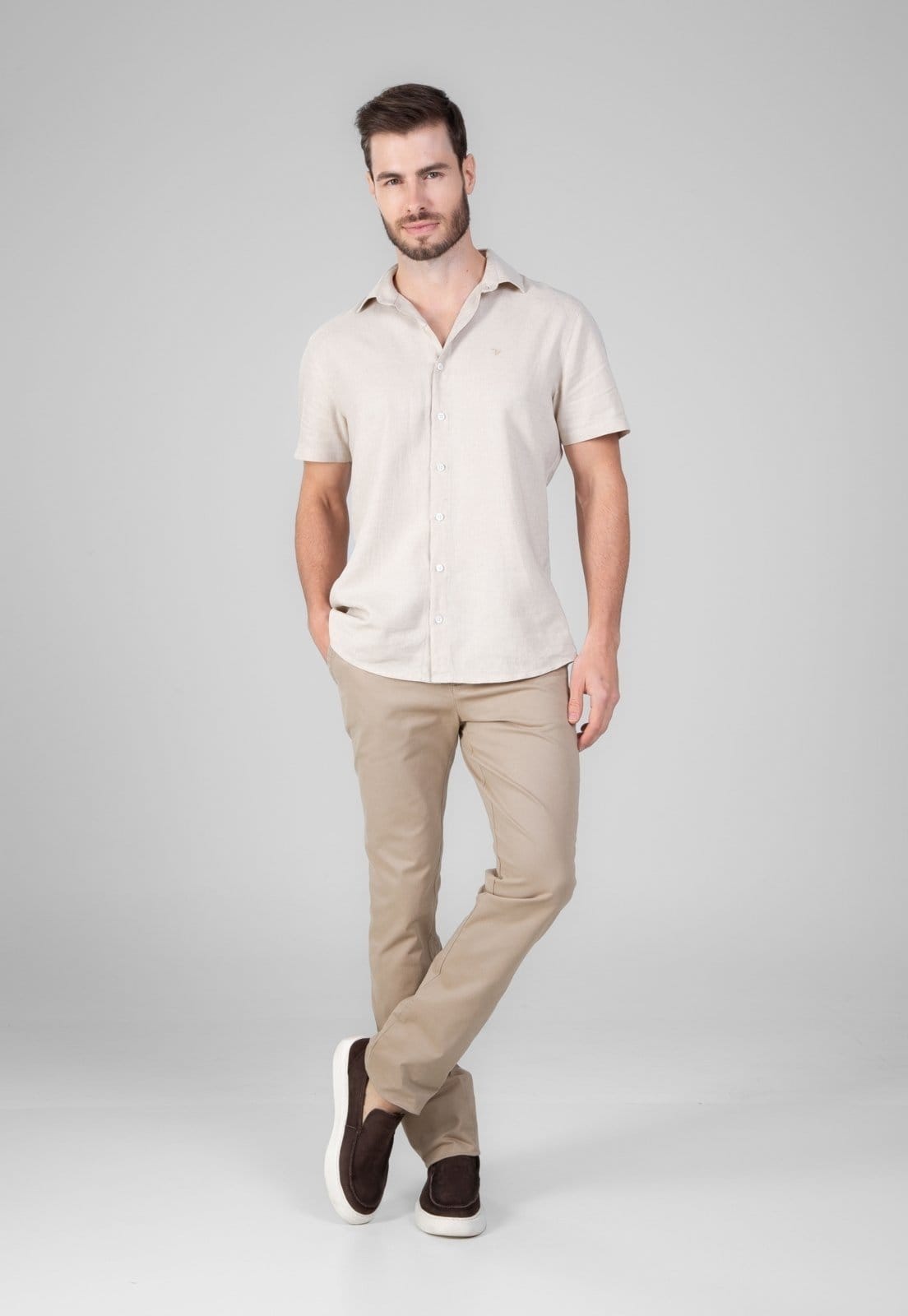 Calça Sarja Traymon Slim Amaciada Areia