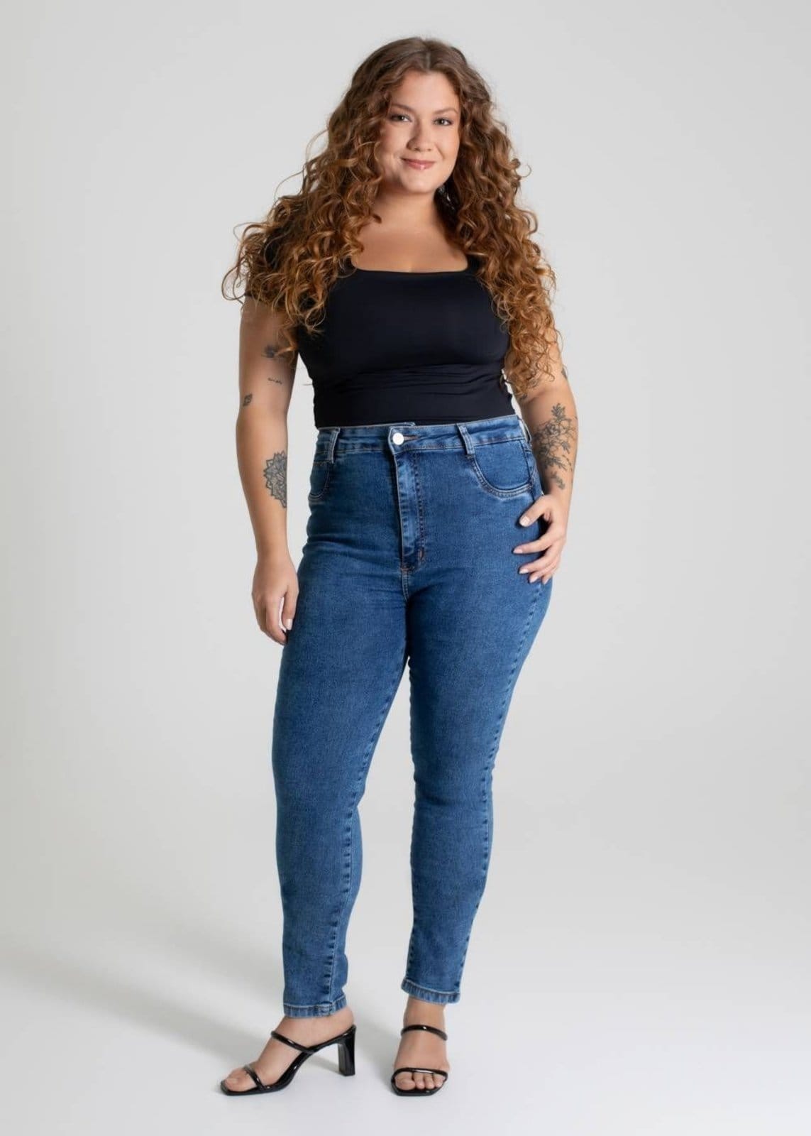 Vista 2 Calça Jeans Sawary Push Up Plus Size - 279960 Sawary azul