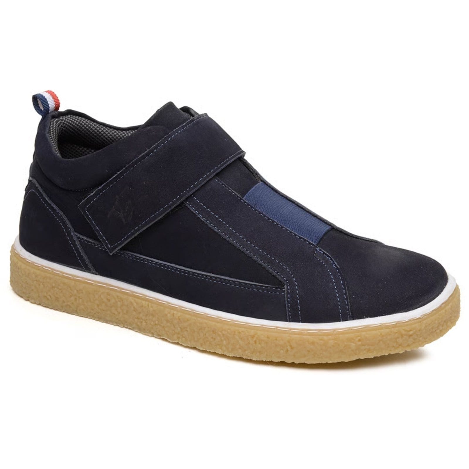 Vista principal Tênis Masculino Cano Alto Em Couro Legítimo Sola Borracha Conforto Casual Marinho super shoes azul marinho