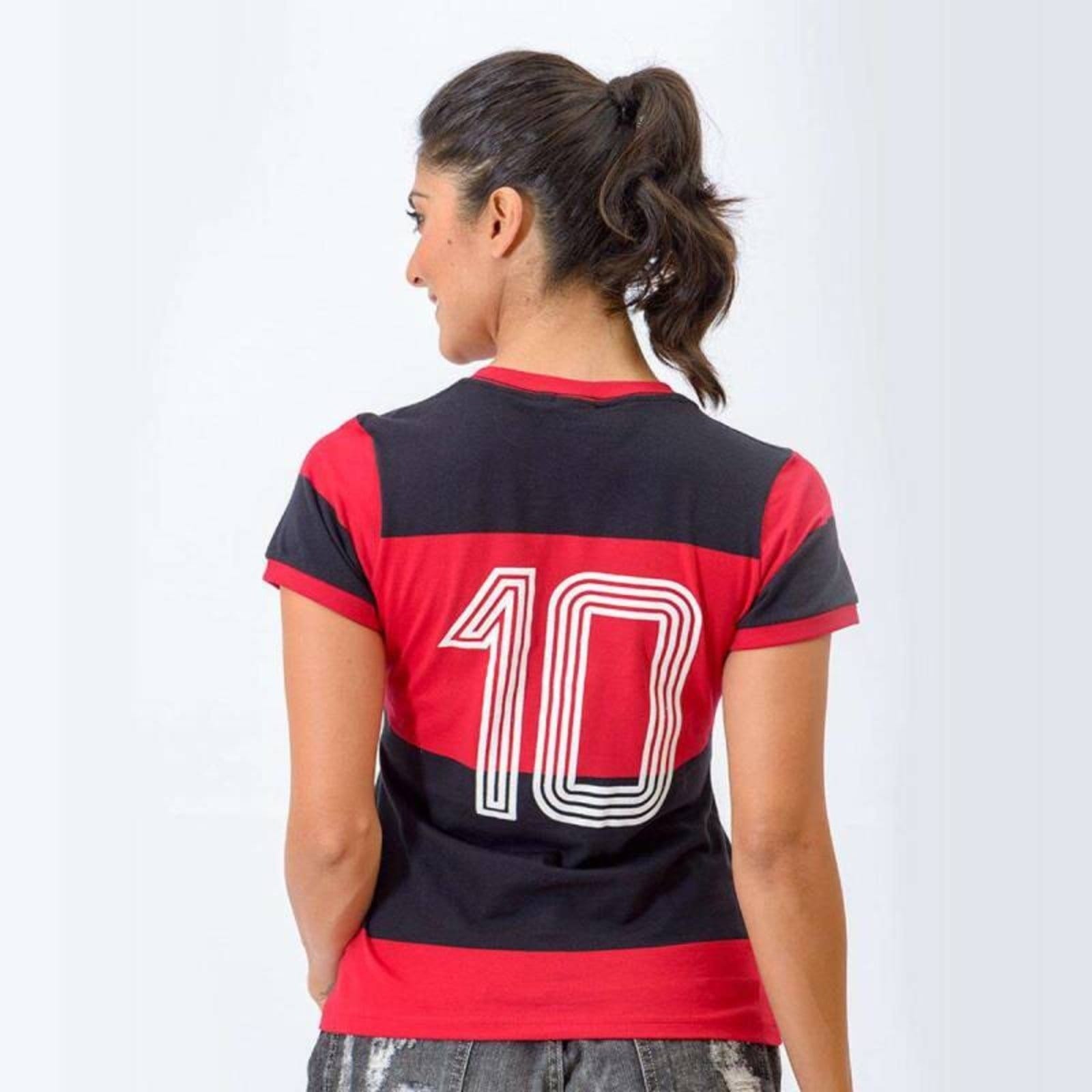 Vista 2 Camisa Braziline Flamengo Zico 81 - Feminina - Pretovermelho braziline preto