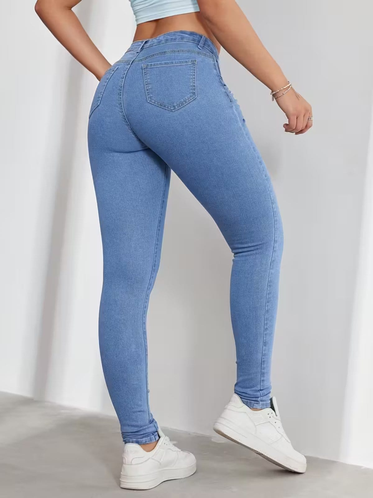 Vista 2 Calça Feminina Jeans Skinny SK JEANS Eleagante Casual e Confortavel Claro TEX JEANS azul/jeans azul