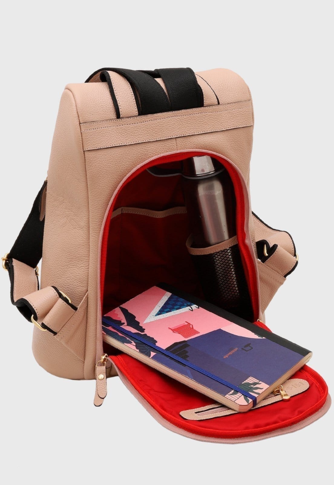 Vista 2 Mochila de Couro Mariart Dália Creme Mariart bege