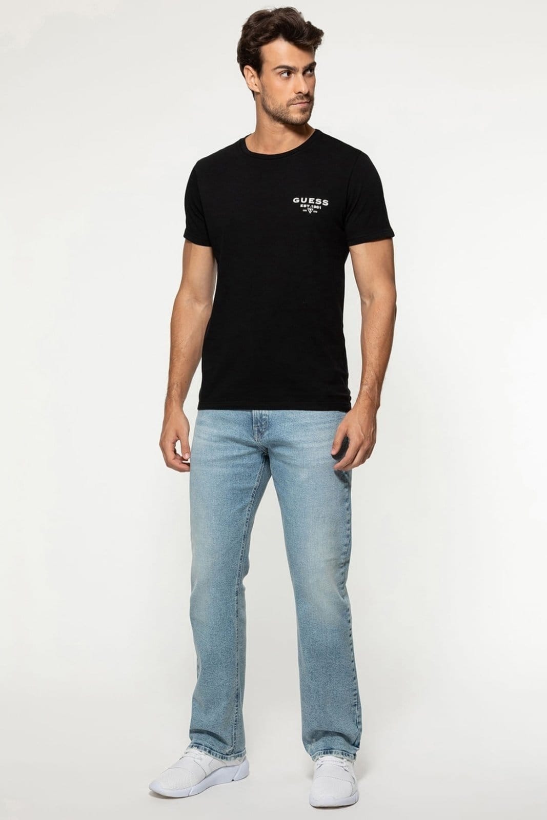 Vista 2 Calça Guess Jeans Regular Straight Azul Claro Guess azul marinho