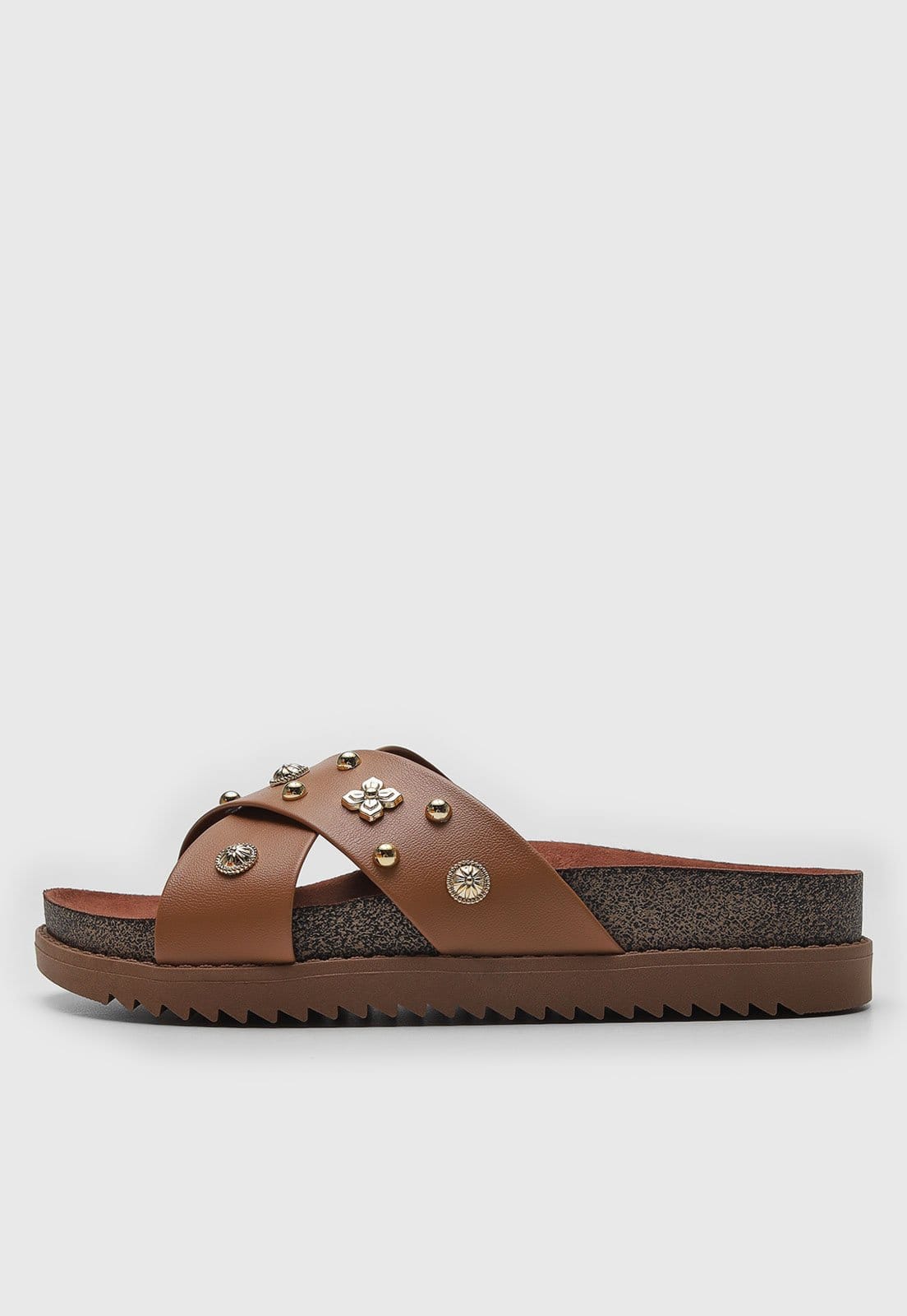 Vista principal Rasteira Papete Moleca Tachas MOLECA caramelo