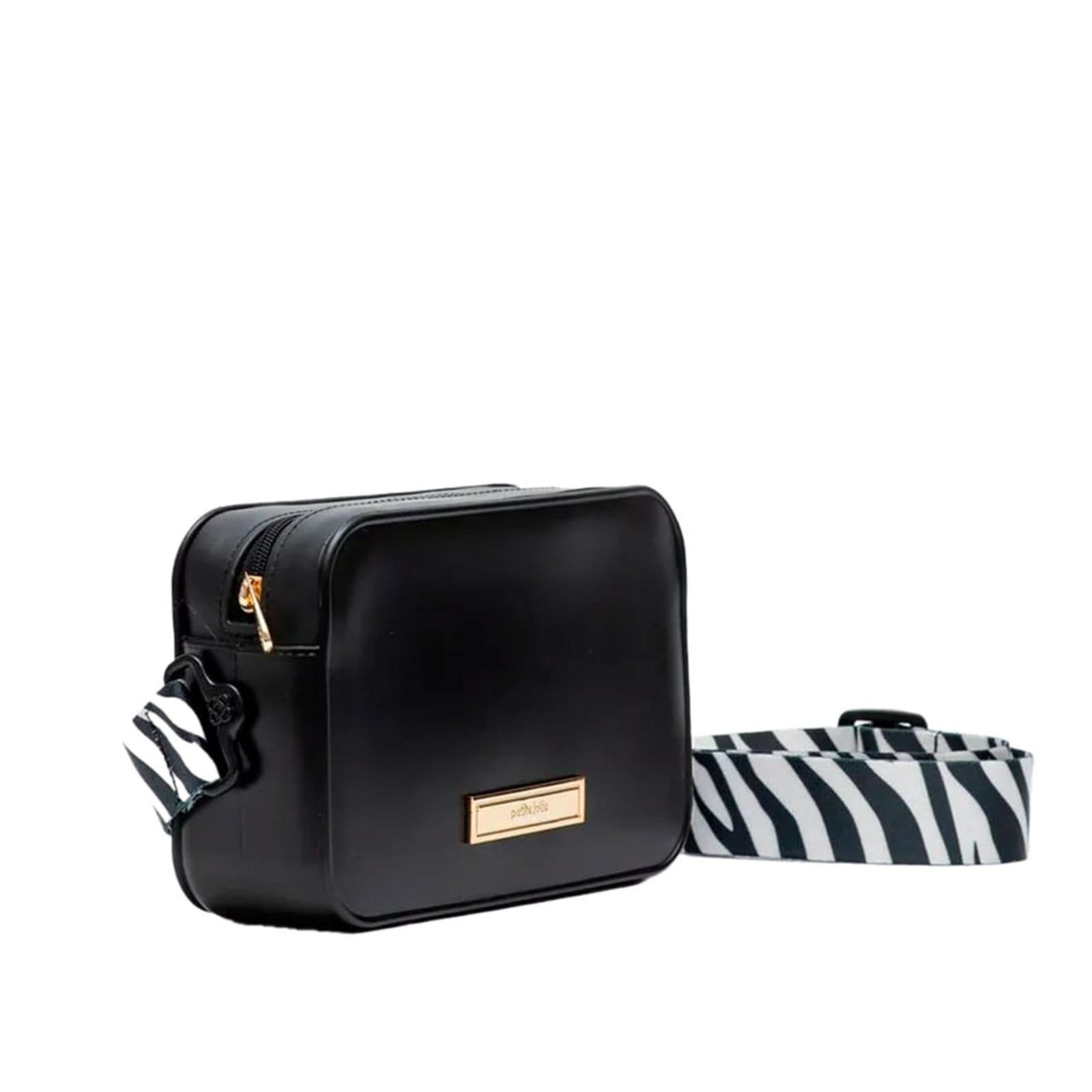 Vista 2 Bolsa Feminina Petite Jolie Tiracolo Pequena Zebrada Petite Jolie preto