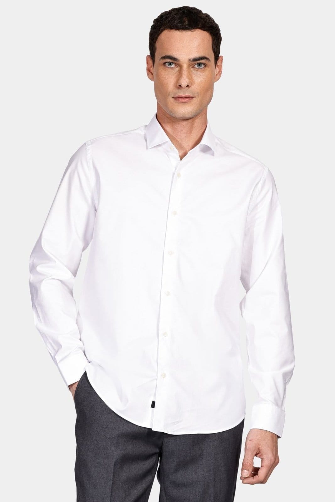 Vista principal Camisa Aramis Manga Longa Slim Sarja Pima Stretch Aramis branco
