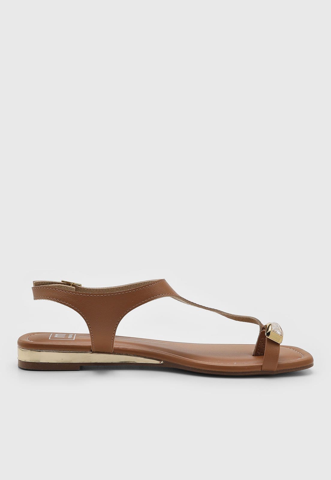 Vista 2 Rasteira Feminina Moleca Fechada Detalhe Pedraria MOLECA marrom