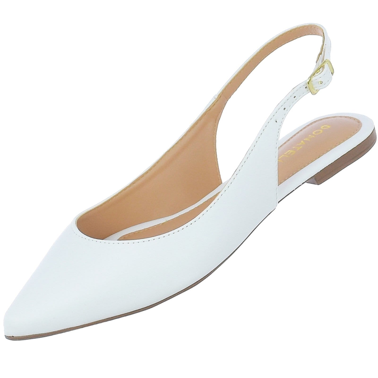 Vista 2 Mule Feminino Sapatilha Bico Fino Donatella Shoes Rasteira Slingback Clássica Lisa Donatella Shoes branco