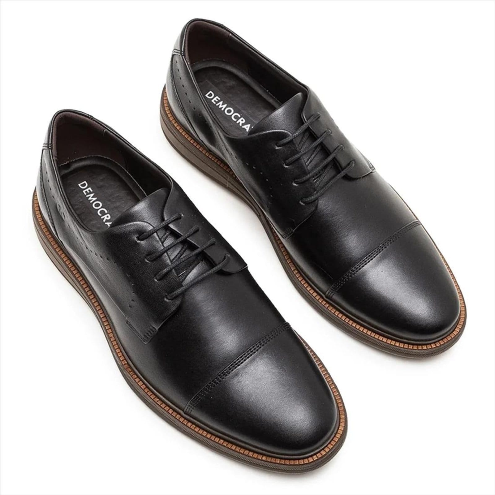 Vista 2 Sapato Social De Couro Democrata Masculino Metropolitan Bay 273101 + Cinto Dupla Face DEMOCRATA preto