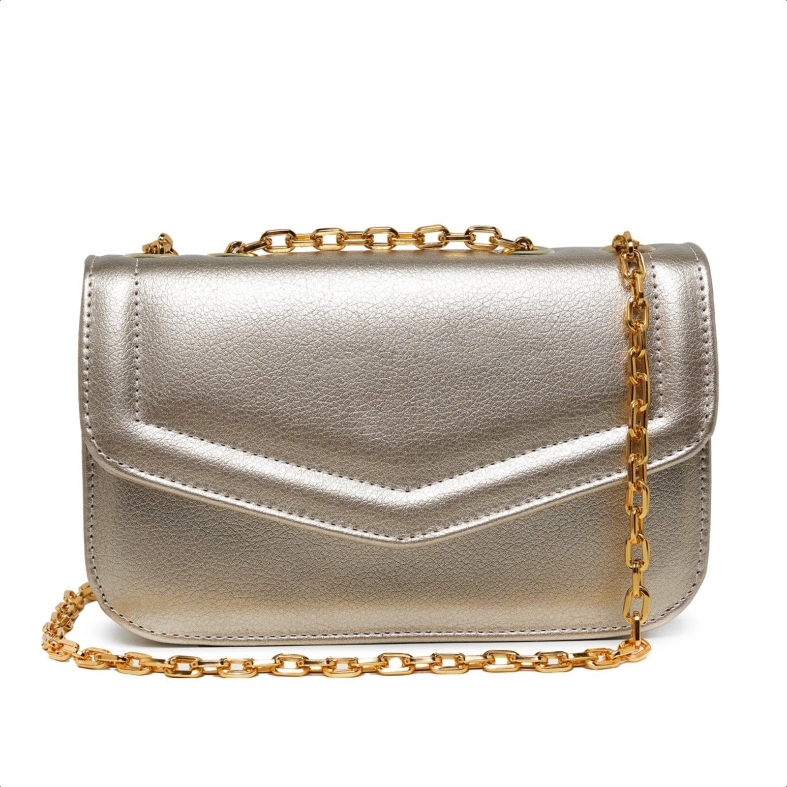 Bolsa Feminina Dourada Pequena Casual Clutch Carteira De Mão Festa Alça Corrente De Ombro Elegante