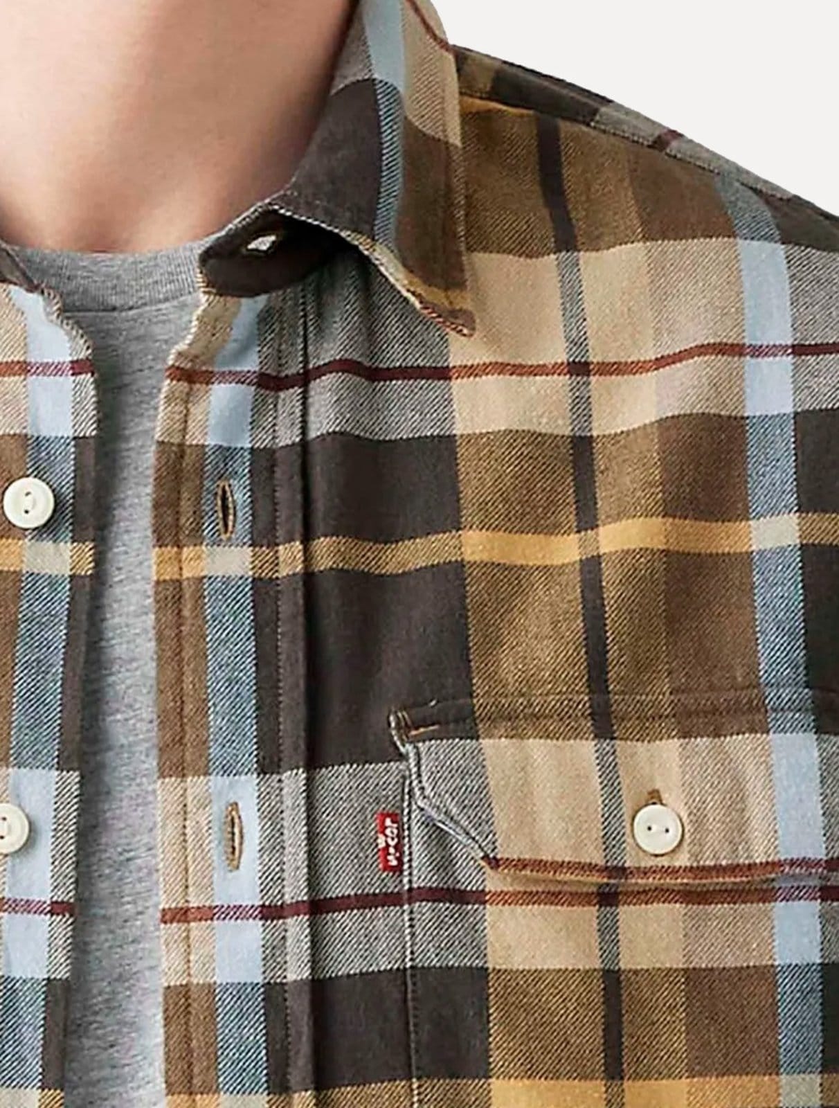 Vista 2 Camisa Levis Masculina Classic Worker Marrom Levis xadrez