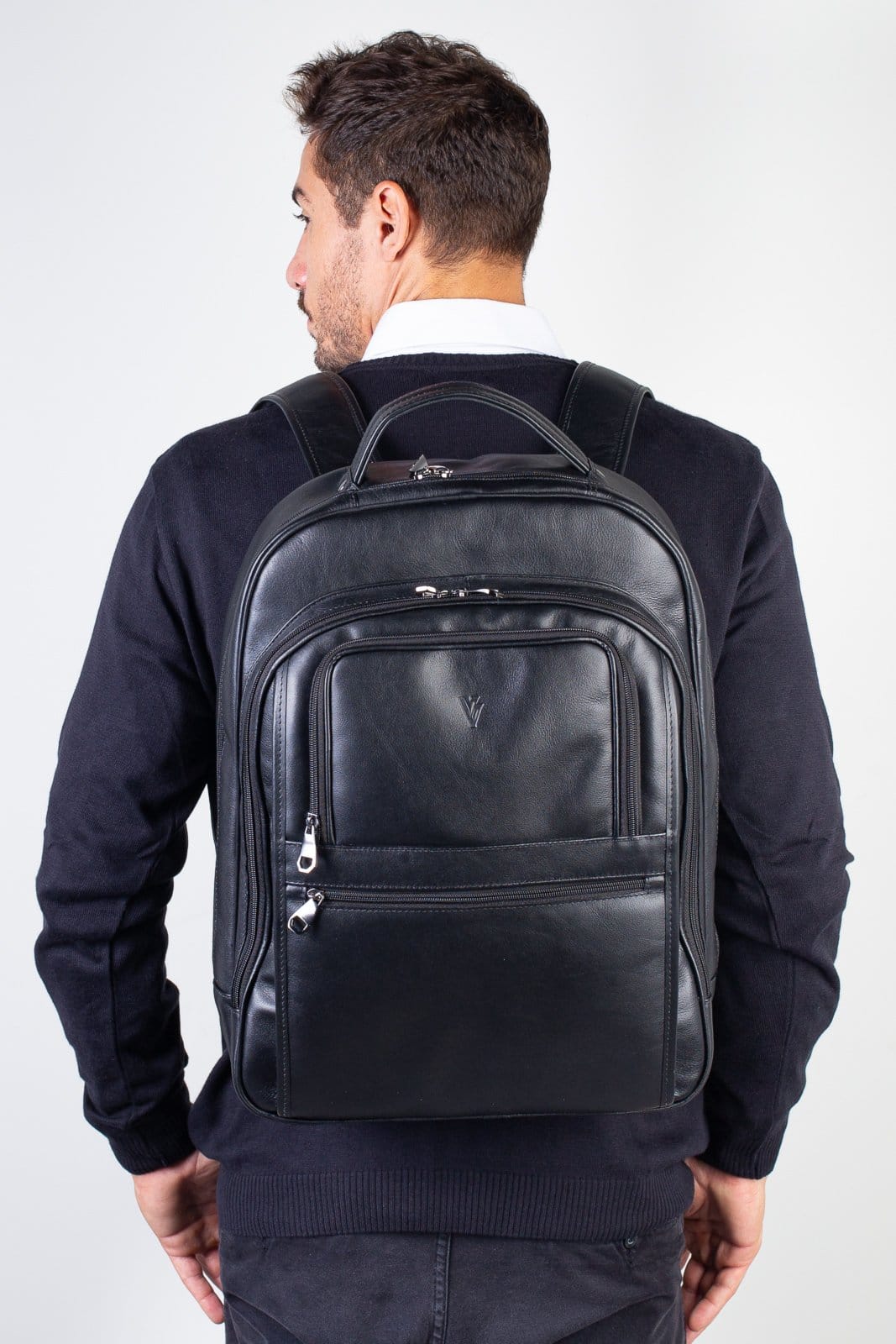 Mochila masculina de couro italiano para notebook 17" Arthur - "