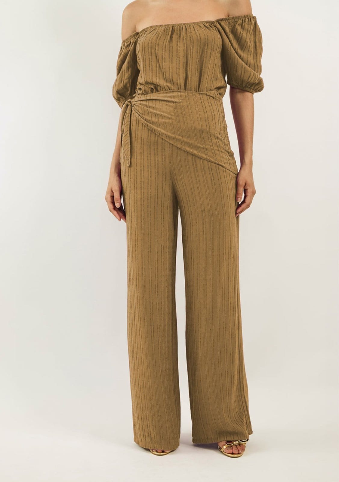 Vista 2 Calça Zinco Pantalona Cós Alto Com Lenço Zinco marrom