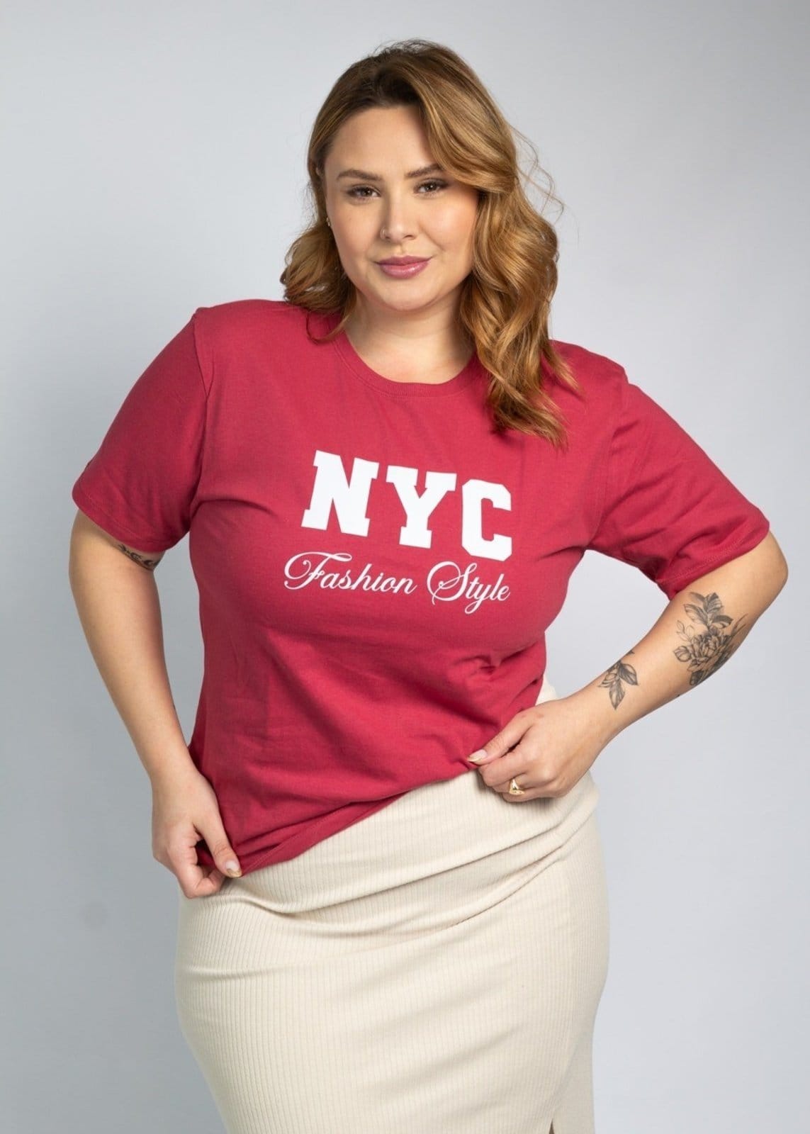 T-shirt Feminina Cianitas Cereja Estampa NYC Fashion Style