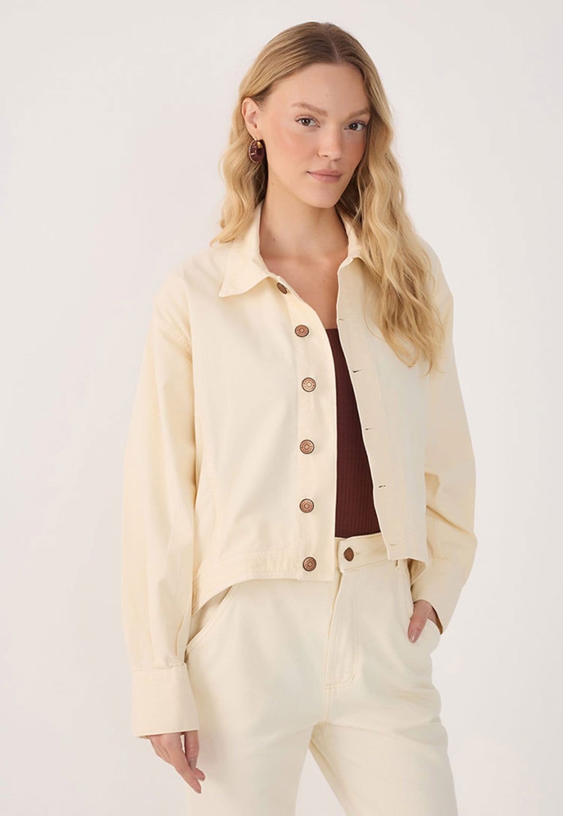 Camisa Sarja Dress To Reta Assimétrica Amarela