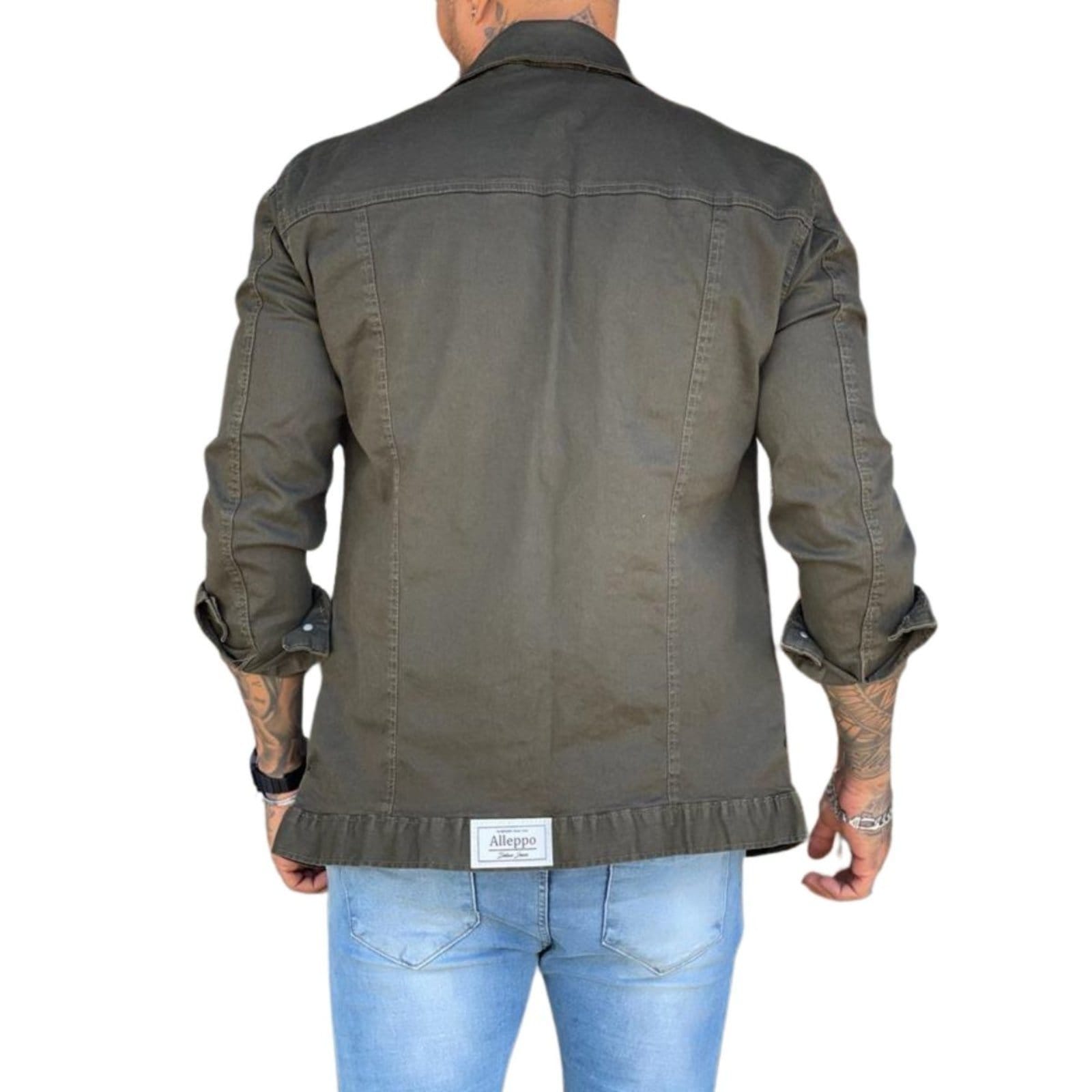 Vista 2 Jaqueta Escuro Sarja Masculina Alleppo Jeans verde