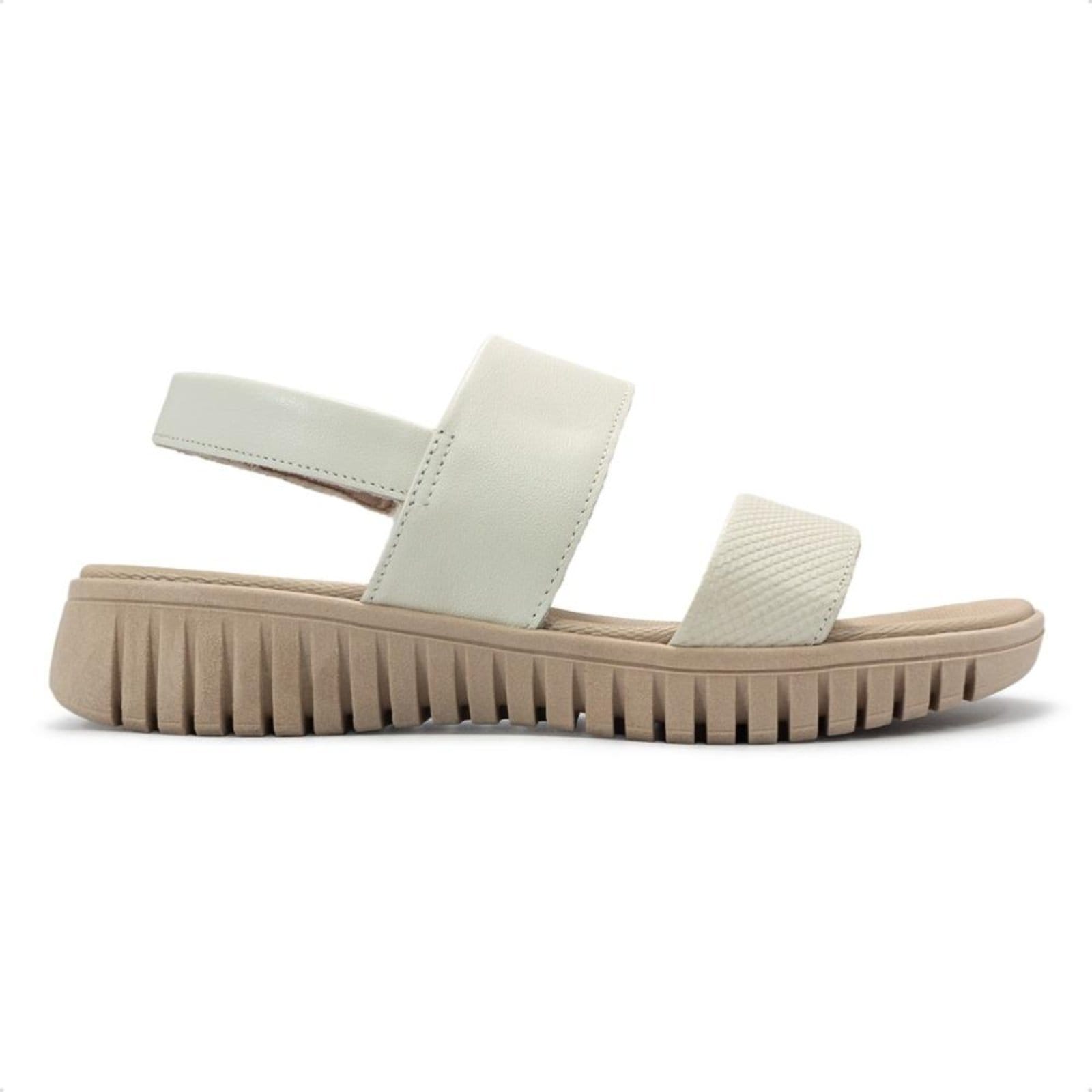 Vista principal Sandália Usaflex Feminina Plataforma Couro Casual UC21004 Off-white Usaflex off-white white