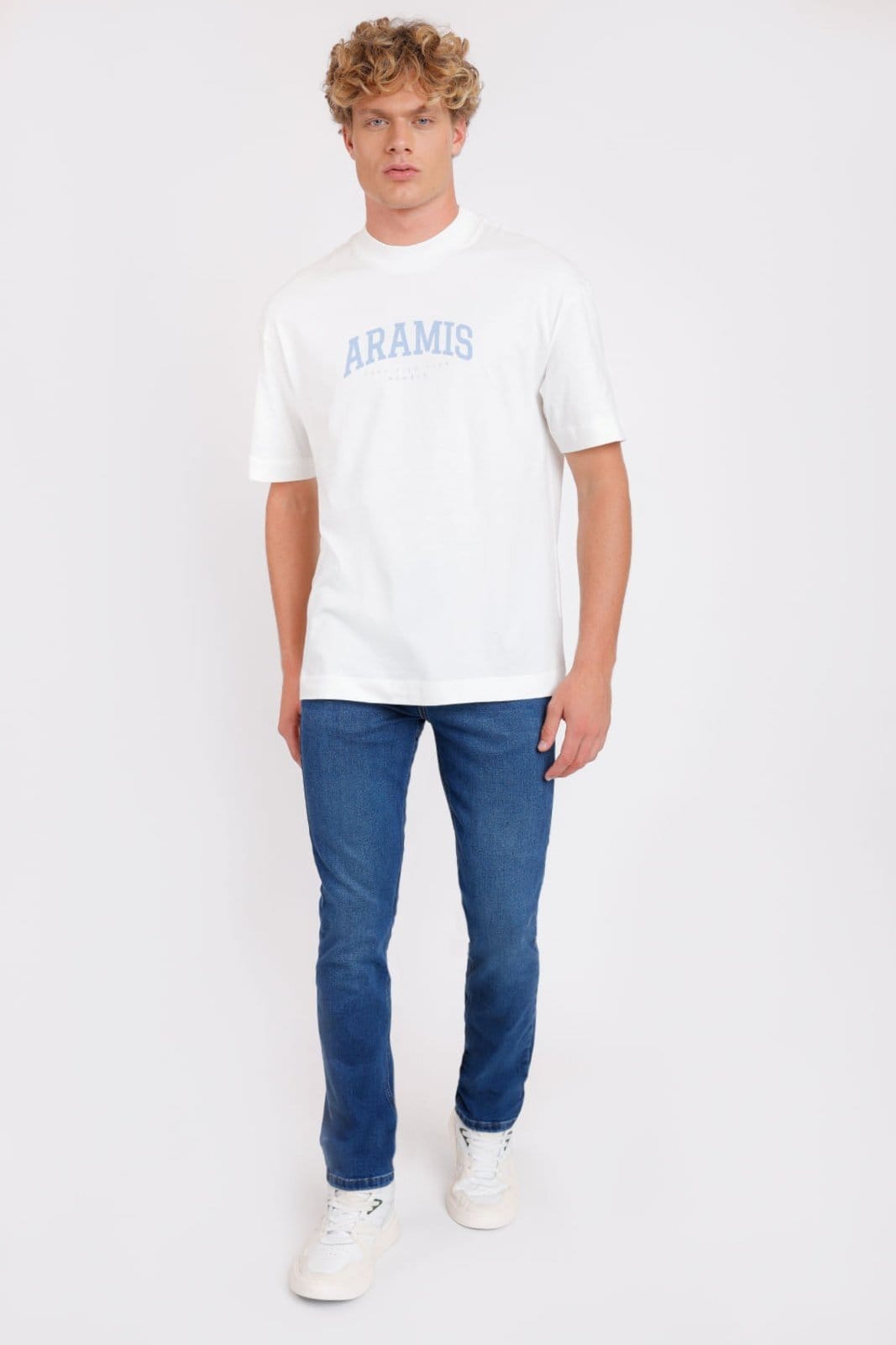 Vista 2 Calça Aramis Jeans Slim Medium Blue Dirty Azul Médio Aramis incolor blue