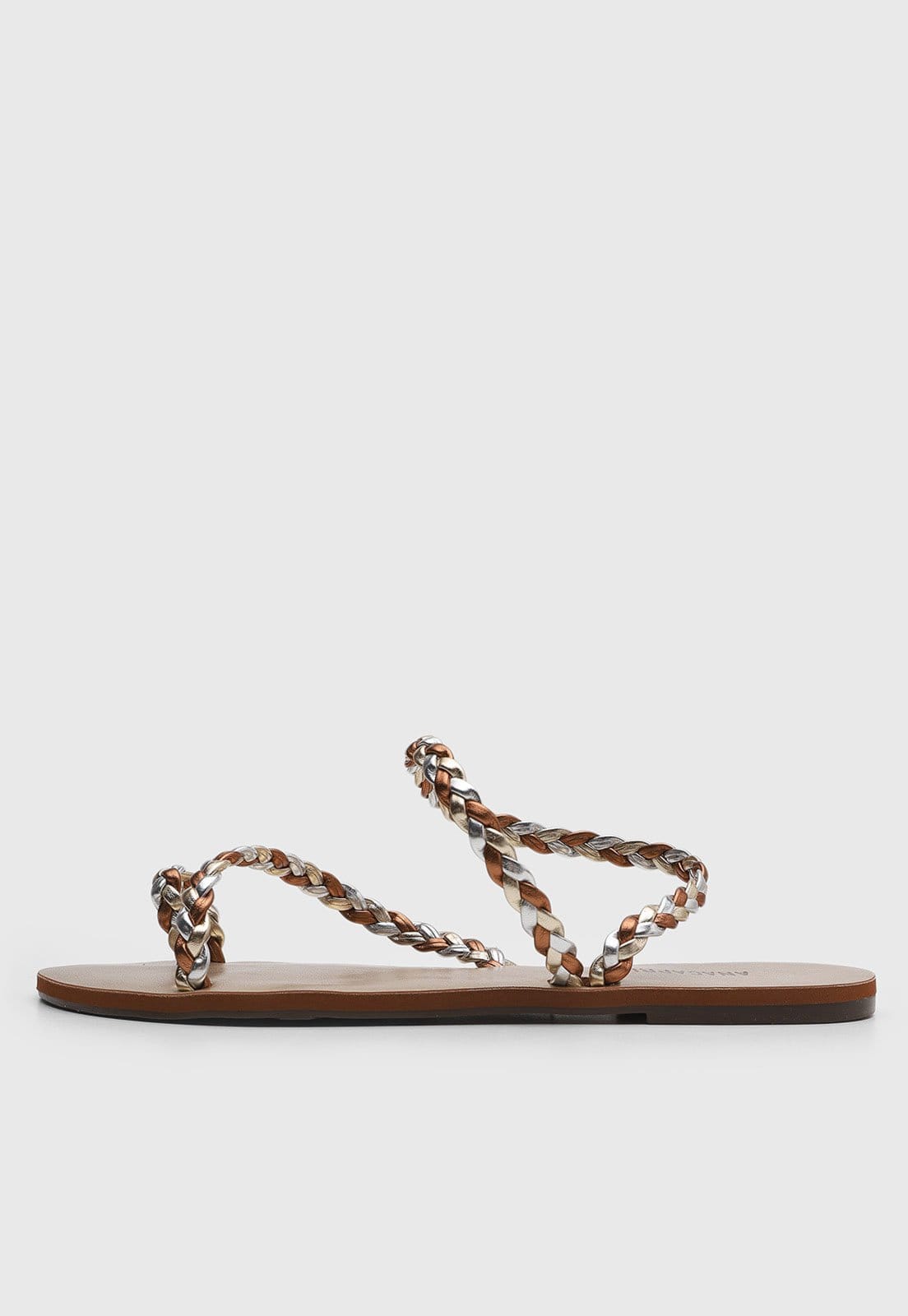 Rasteira Feminina Anacapri Tiras Trançadas Metalizadas