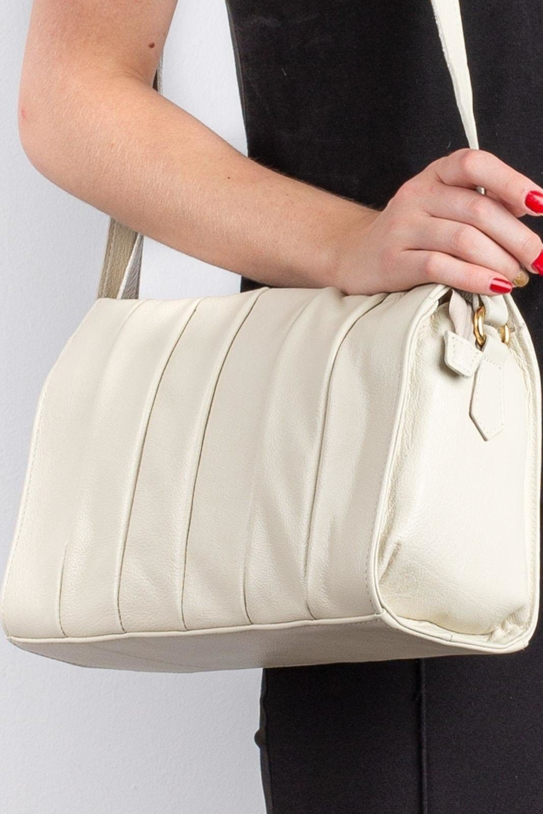 Vista 2 Bolsa de couro liso tiracolo Barbara Off-white Andrea Vinci off-white white