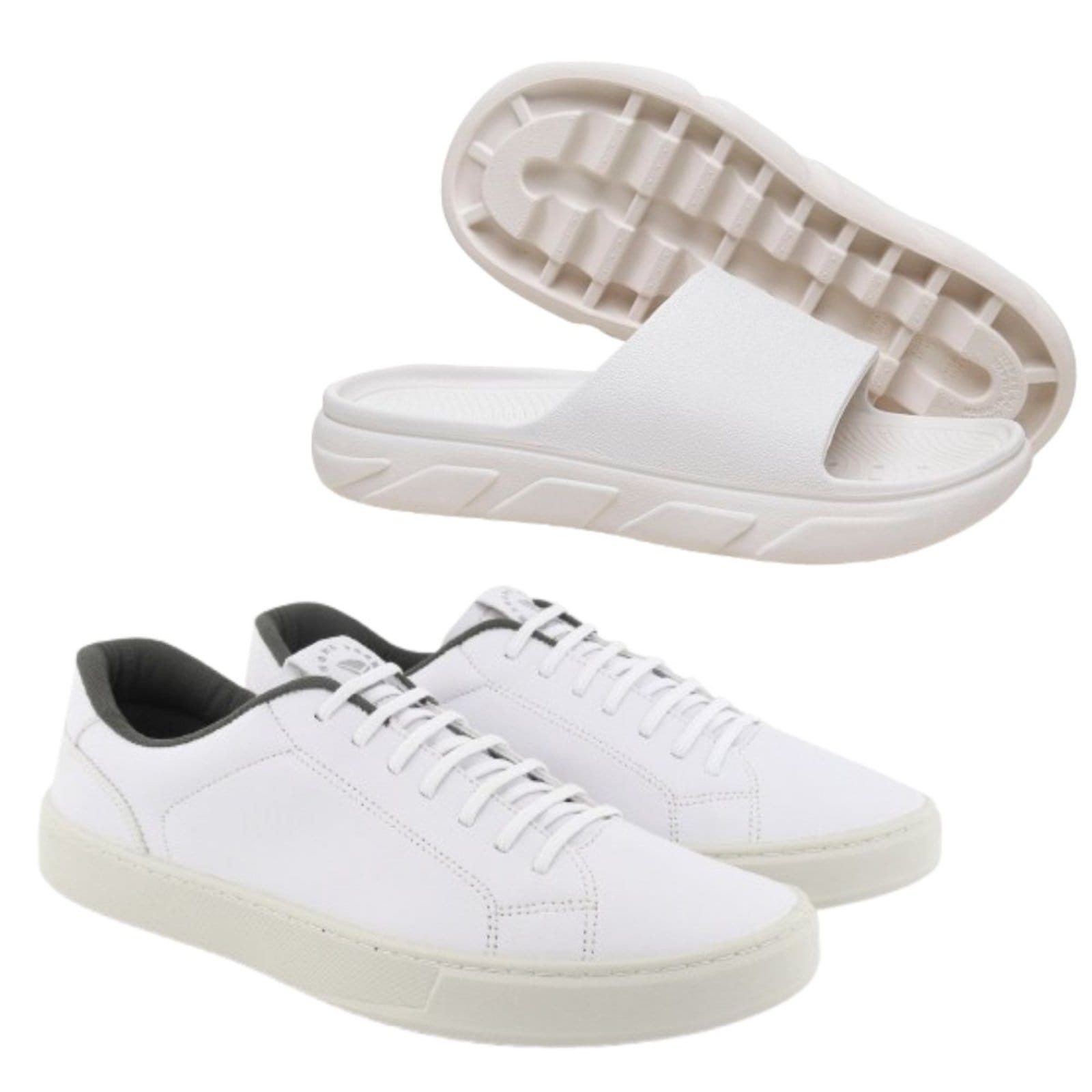 Kit Sapato Masculino Veritimo Sapatenis Casual Elástico Confortável Elegante E Chinelo Slide